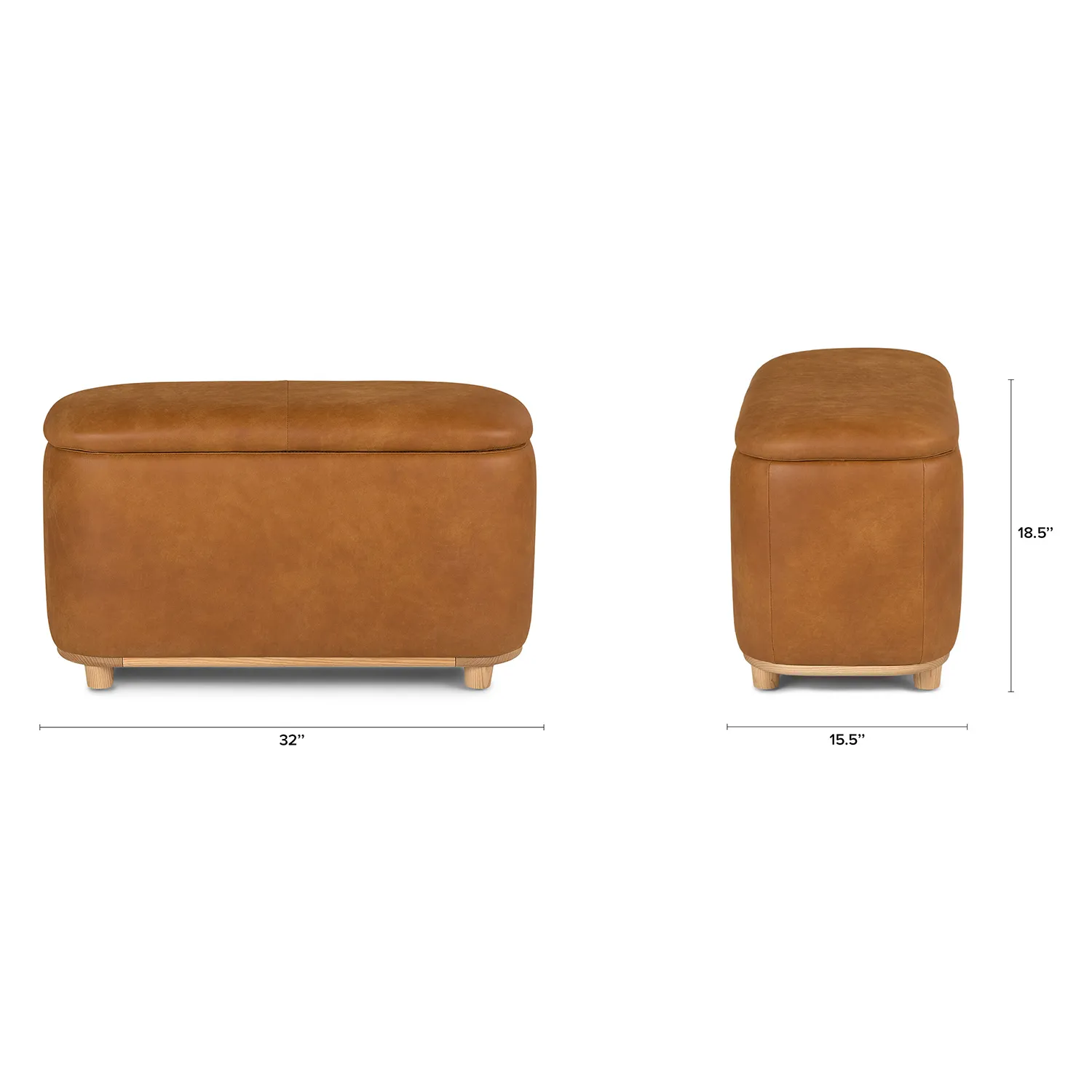 Maribo 32_ Leather Storage Ottoman - Rawhide Tan - Image 16