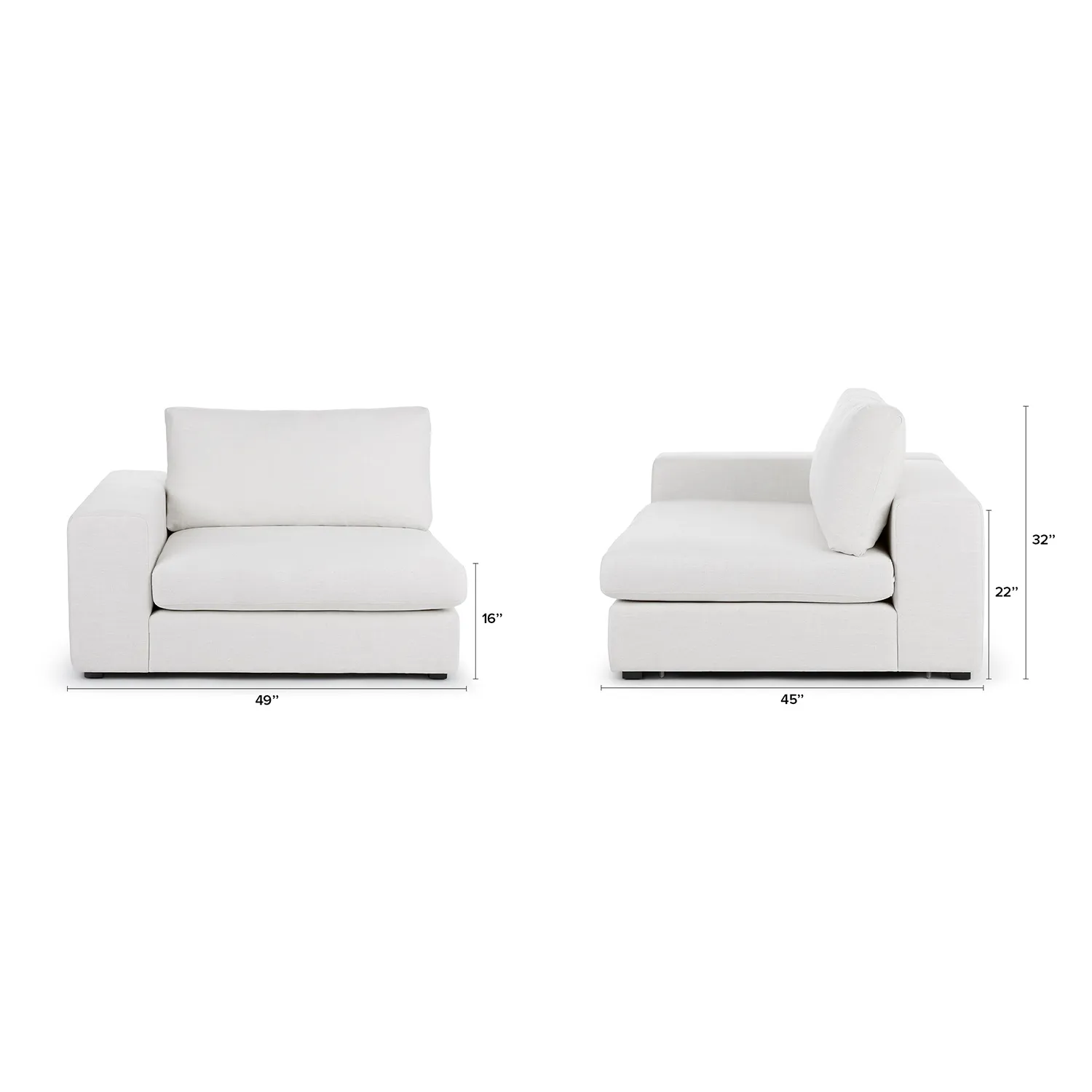 Beta 49_ Left Arm Chair Module - Quartz White - Image 2