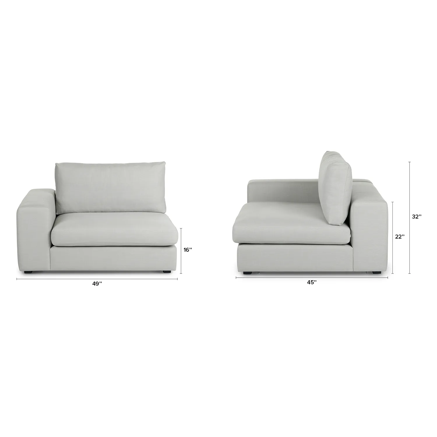Beta 49_ Left Arm Chair Module - Welsh Gray - Image 2