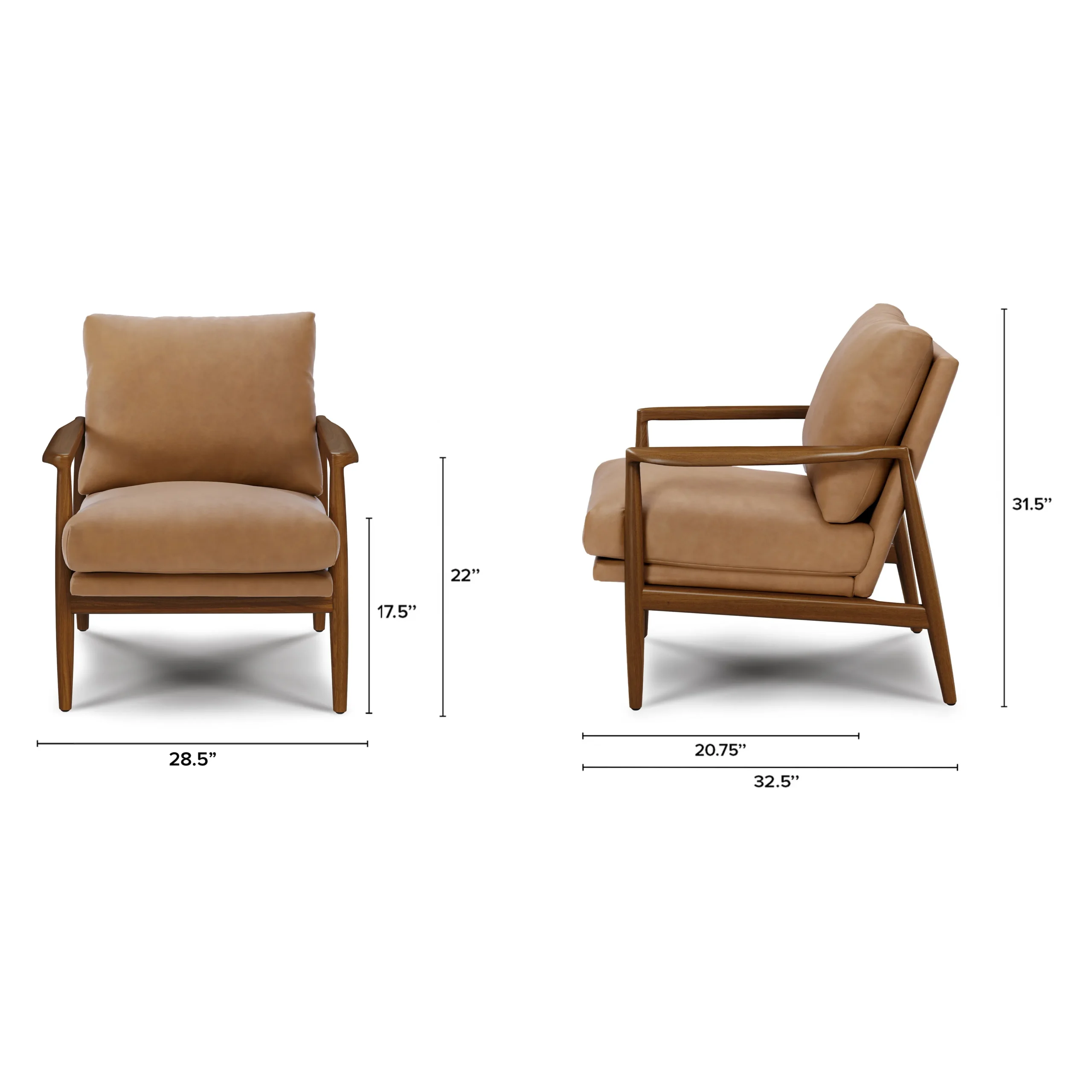 Bavel 26_ Leather Lounge Set - Walnut and Charme Tan - Image 3