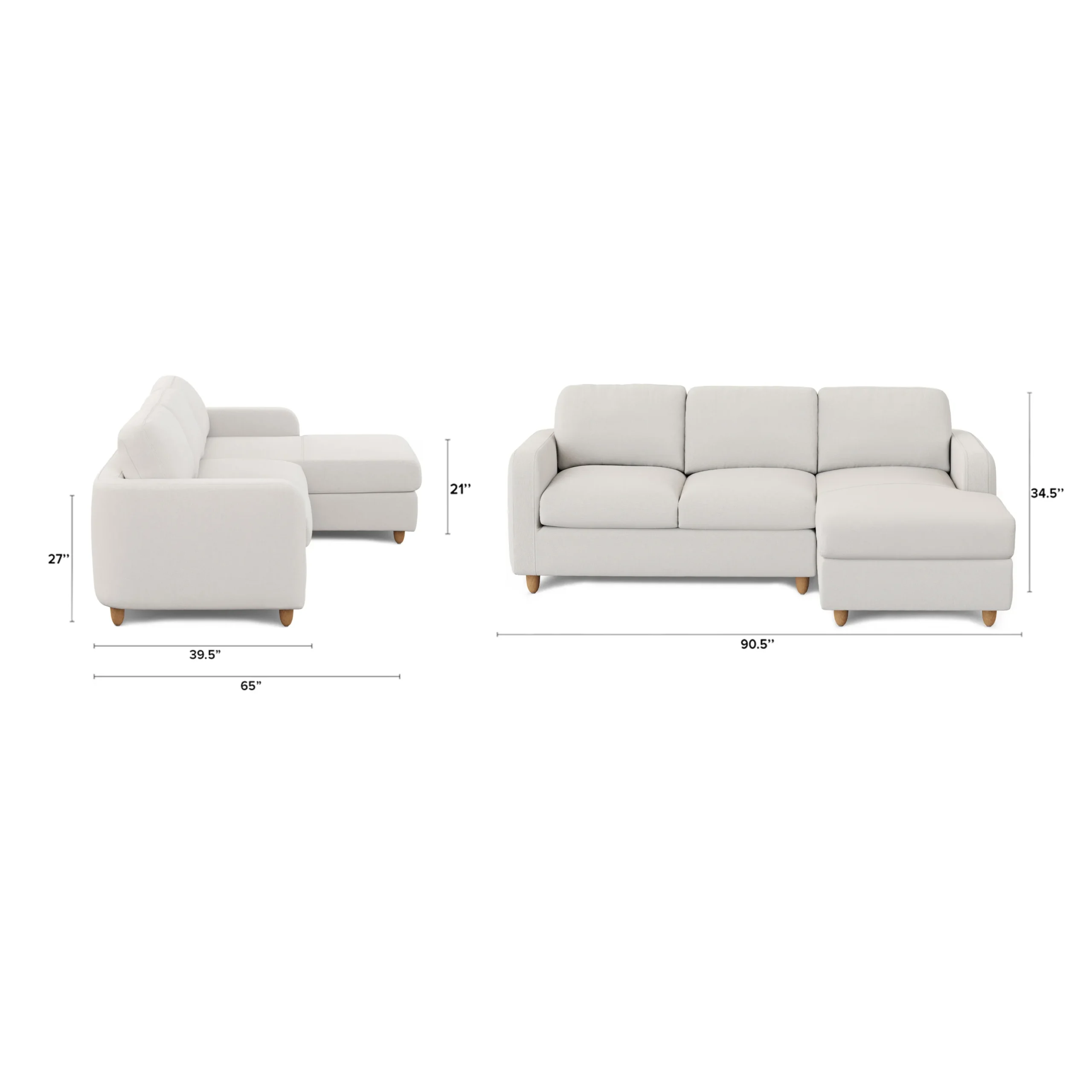 Vati 90.5_ Right Storage Sectional - Natural Oak and Buckler Brown - Image 2