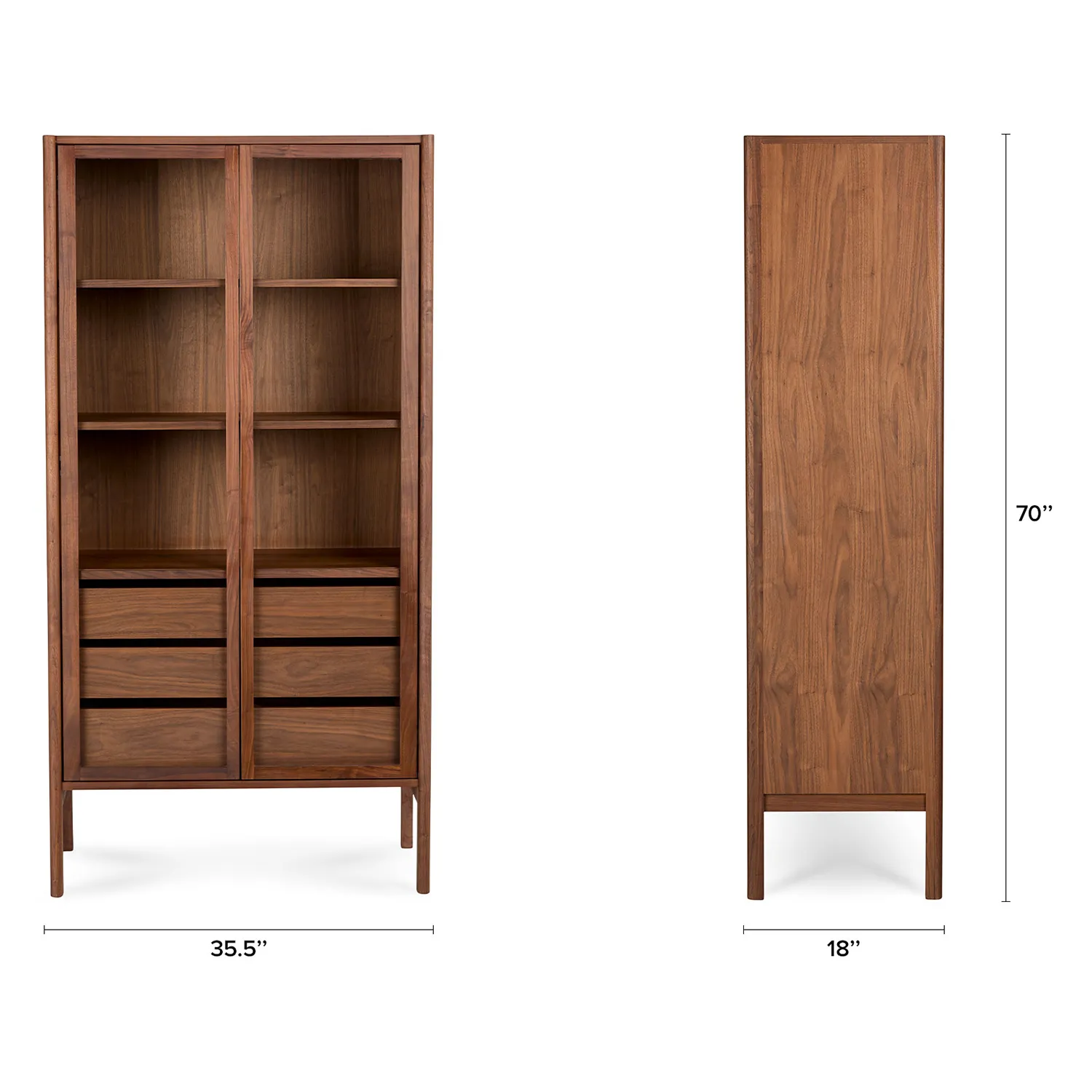Mysen 35.5_ Glass Cabinet - Walnut - Image 17