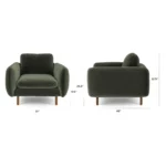 Sanders 37_ Velvet Lounge Chair - Plush Pacific Green