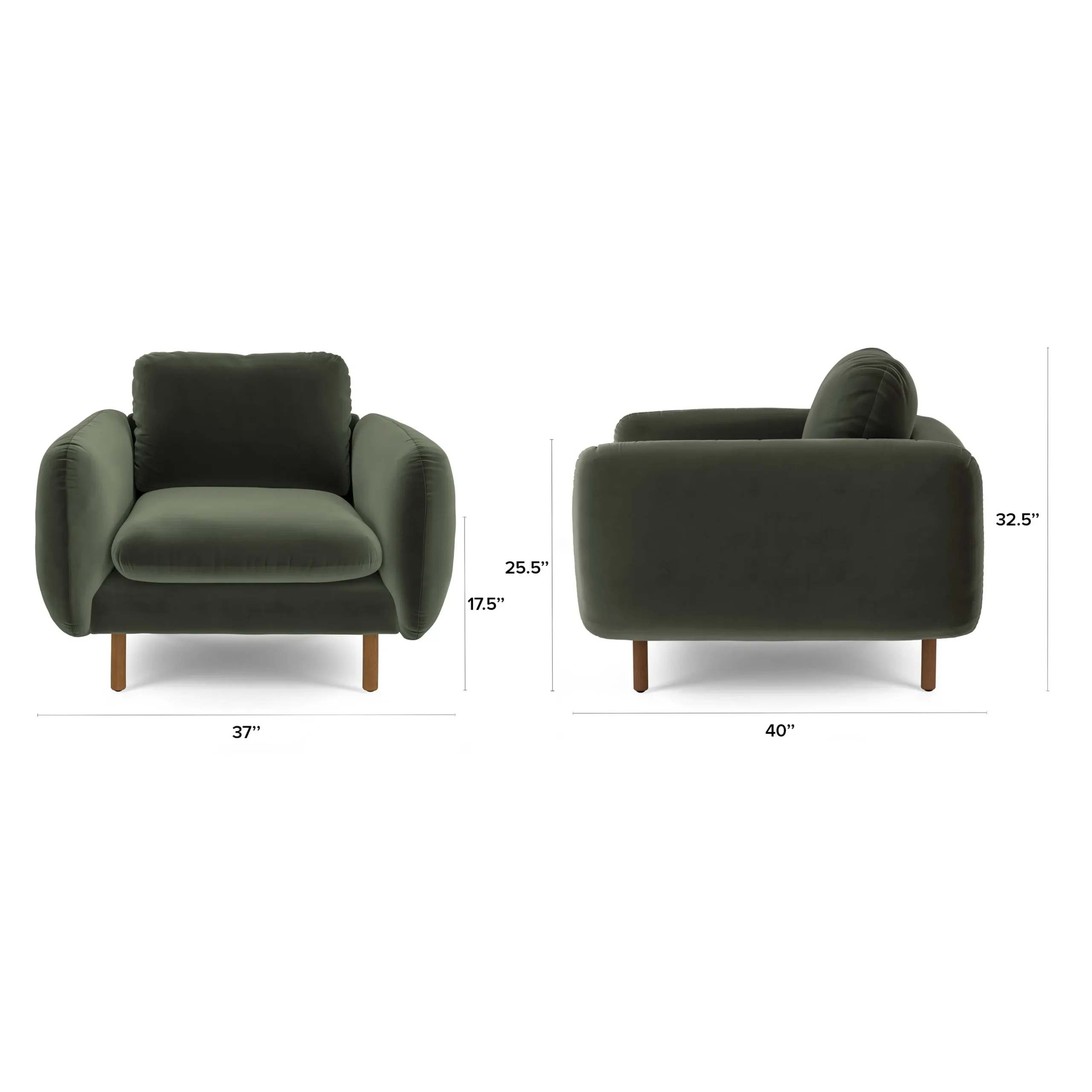 Sanders 37_ Velvet Lounge Chair - Plush Pacific Green - Image 2