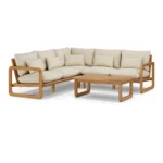 Laholm 94_ Outdoor Corner Sectional Set - Dravite Ivory