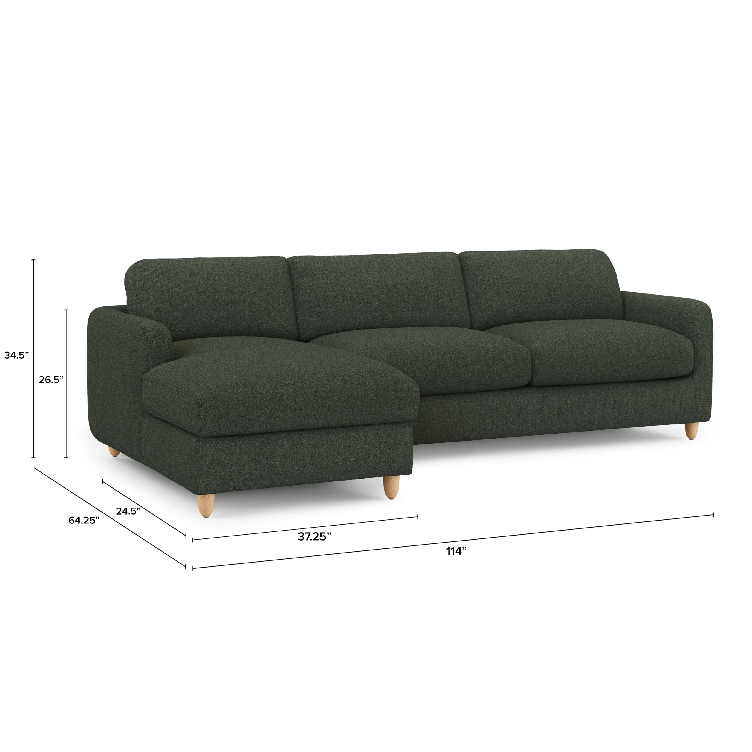 Vati 114_ Left Storage Sleeper Sectional - Natural Oak and Green Wool Bouclé - Image 3