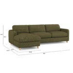 Vati 114_ Left Storage Sleeper Sectional - Natural Oak and Napa Moss