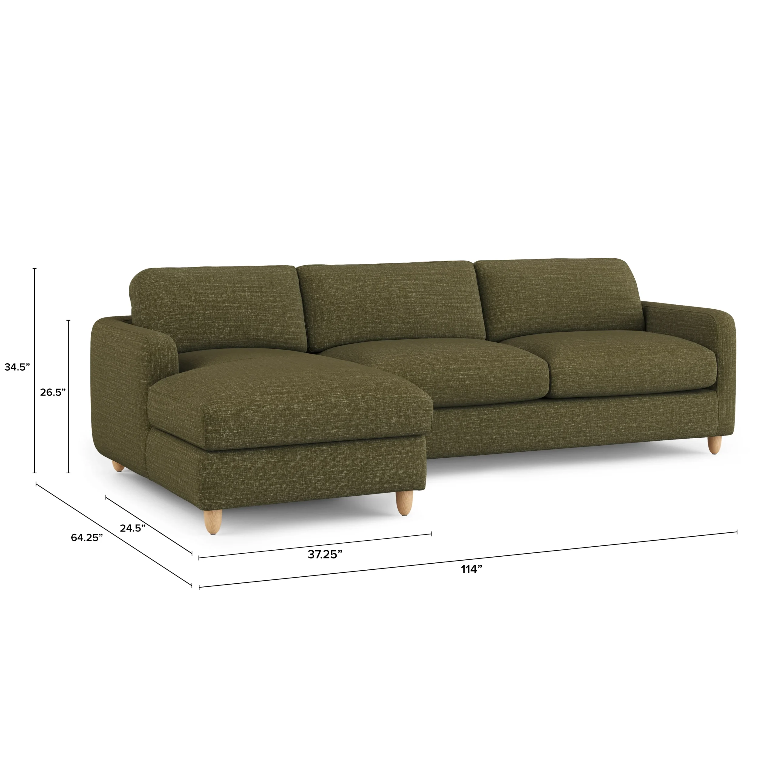 Vati 114_ Left Storage Sleeper Sectional - Natural Oak and Napa Moss - Image 4