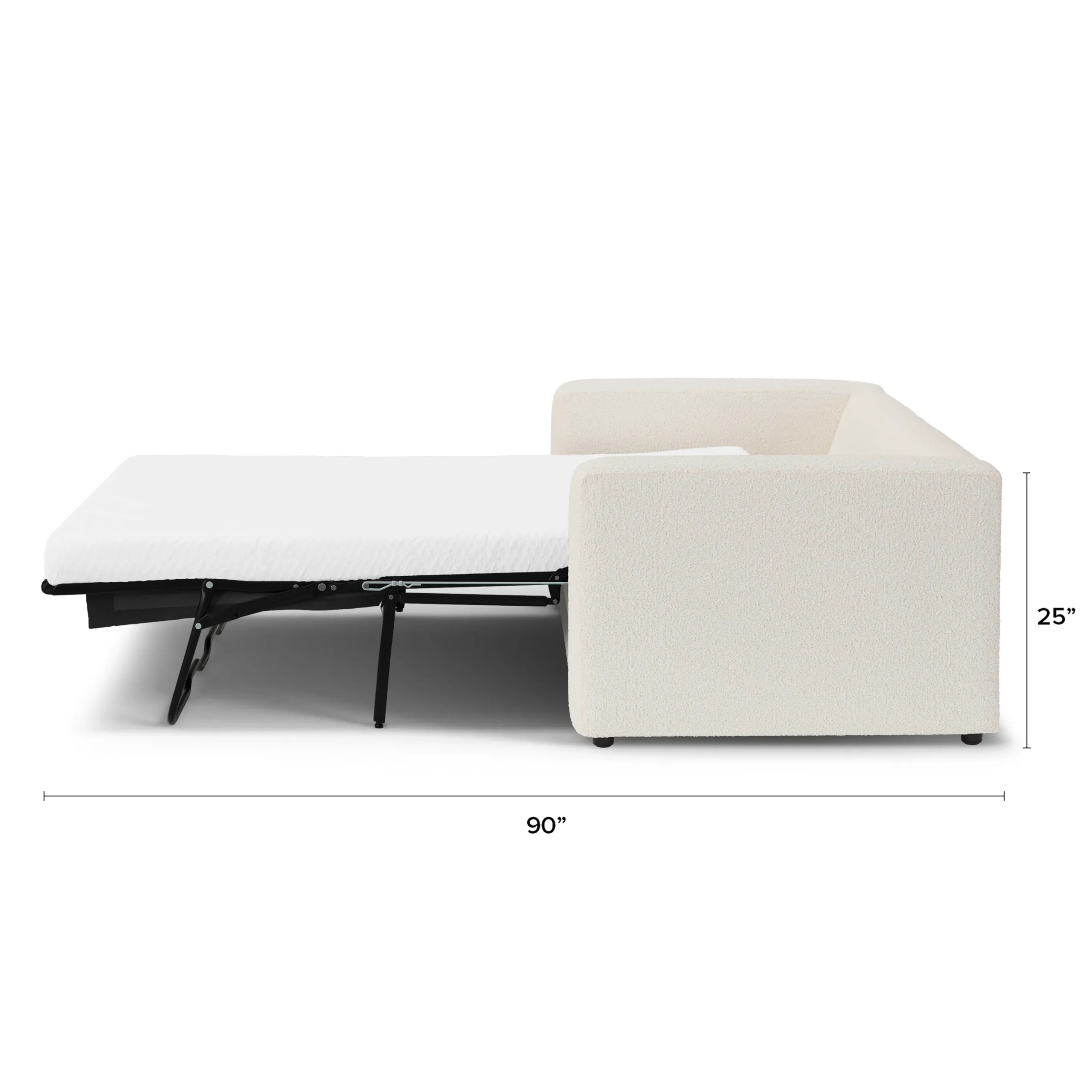 Riley 84_ Sofa Bed - Ivory Wool Bouclé - Image 11