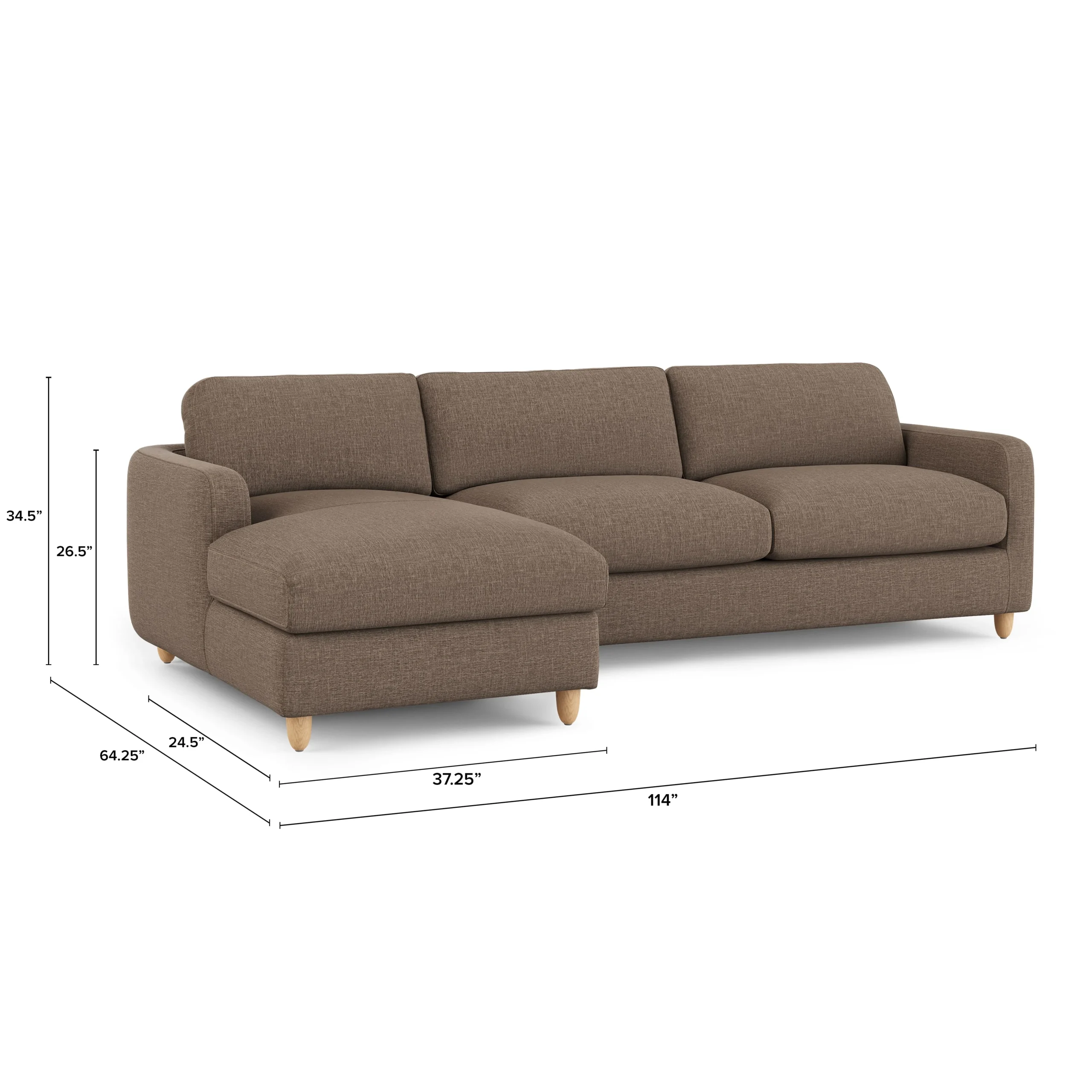 Vati 114_ Left Storage Sleeper Sectional - Natural Oak and Buckler Brown - Image 4