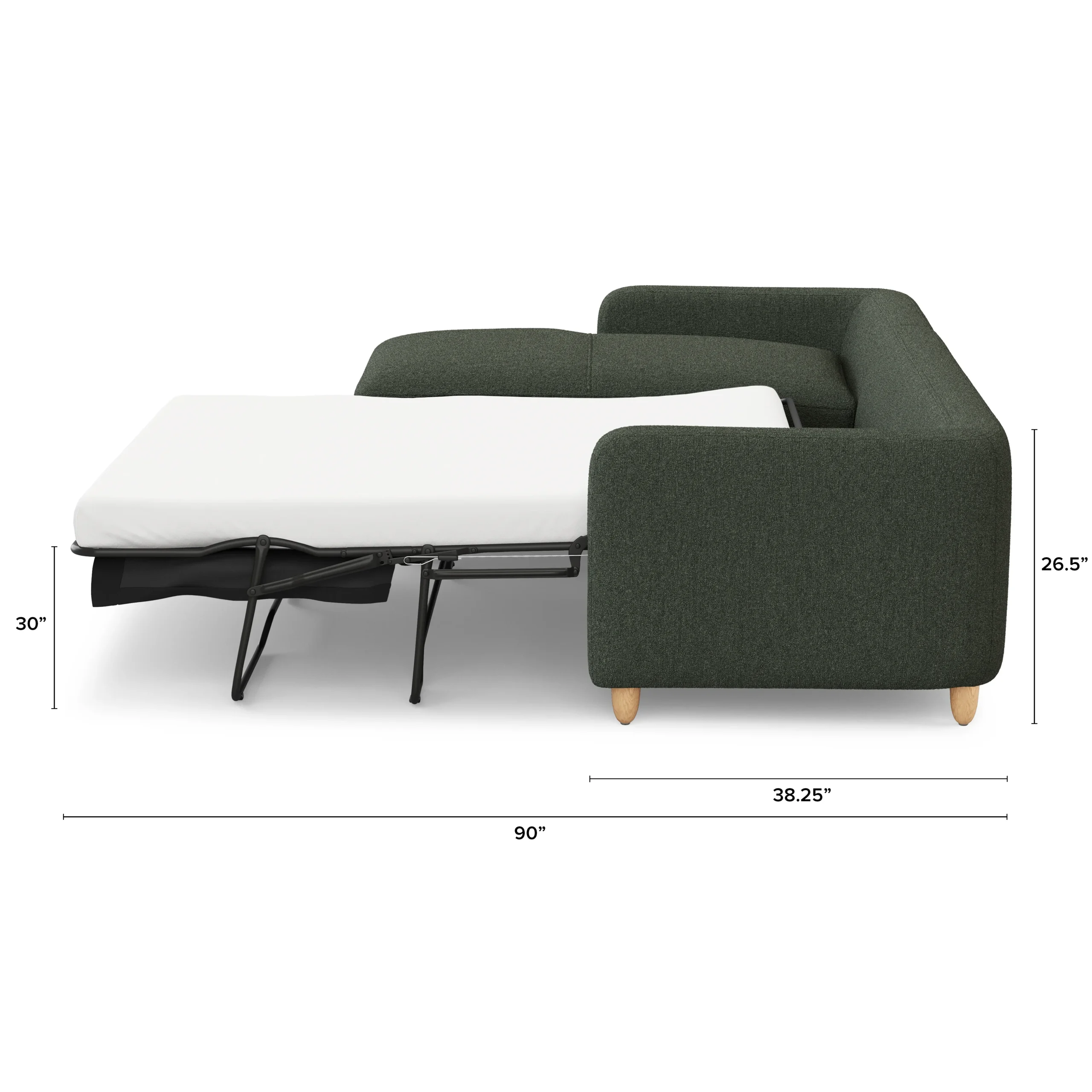 Vati 114_ Left Storage Sleeper Sectional - Natural Oak and Green Wool Bouclé - Image 2