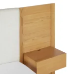 Cassie Queen Upholstered Bed with Nightstands - Natural Oak and Ivory Chenille