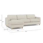 Vati 114_ Left Storage Sleeper Sectional - Natural Oak and Buckler Ivory