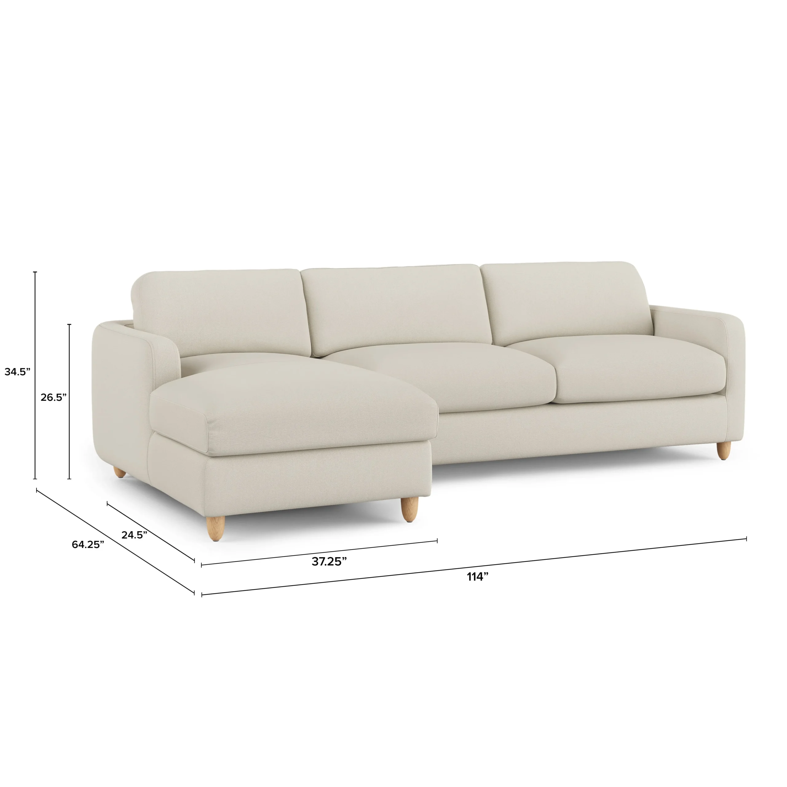 Vati 114_ Left Storage Sleeper Sectional - Natural Oak and Buckler Ivory - Image 2