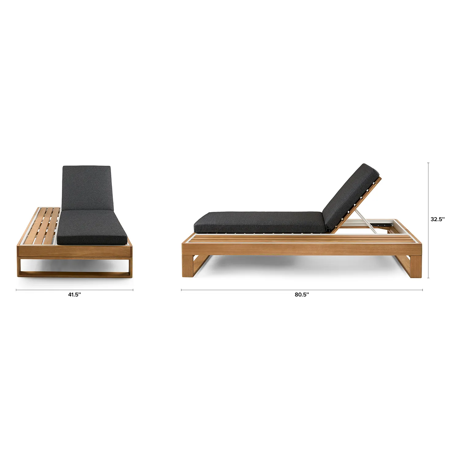 Toro 80.5_ Outdoor Chaise Lounge - Dravite Black - Image 2