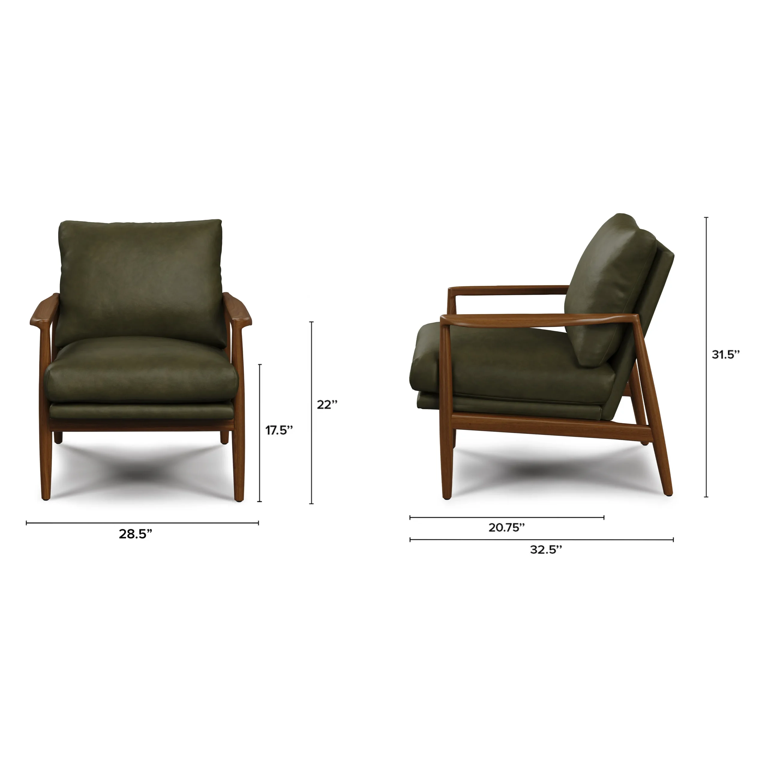 Bavel 26_ Leather Lounge Set - Walnut and Charme Green - Image 2