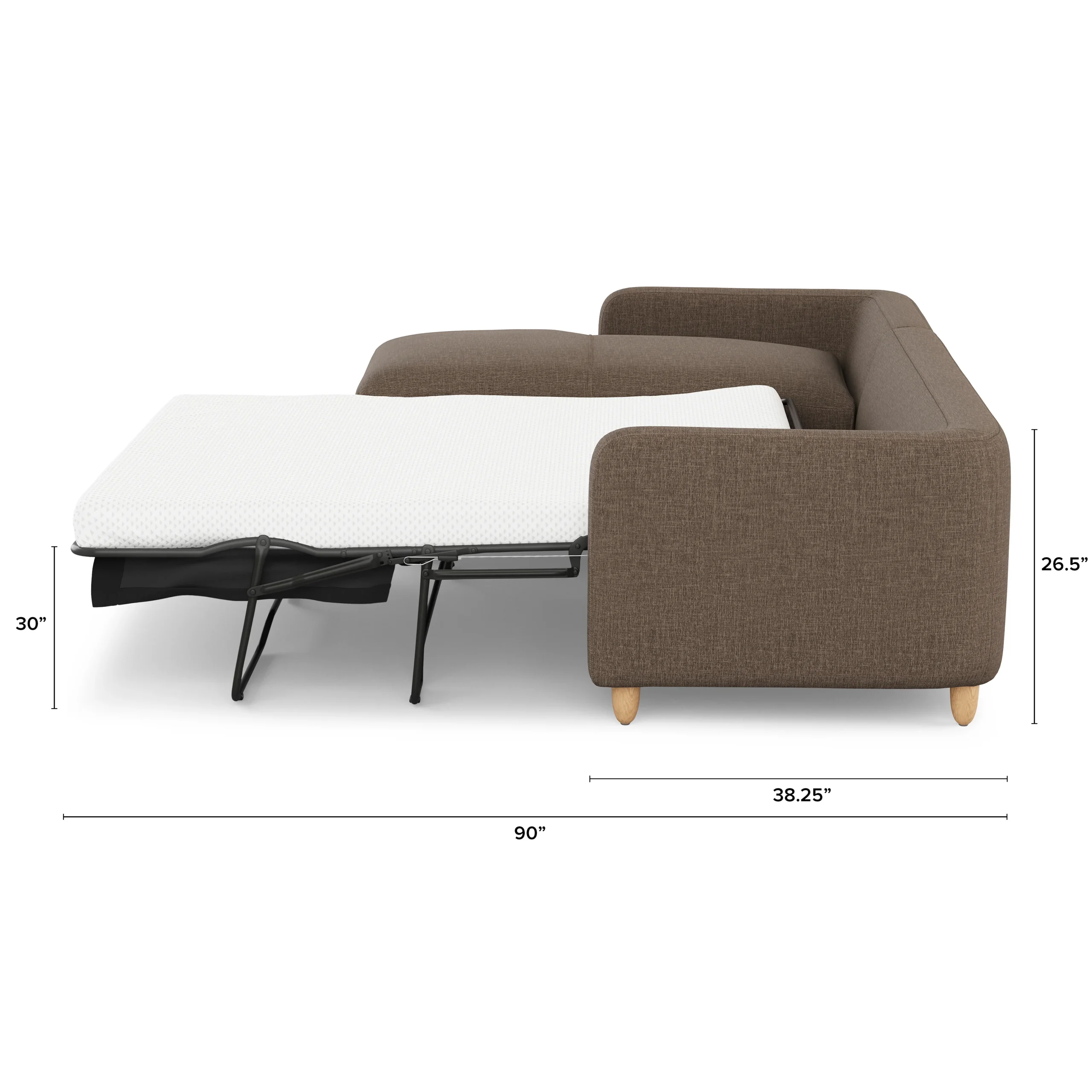 Vati 114_ Left Storage Sleeper Sectional - Natural Oak and Buckler Brown - Image 3