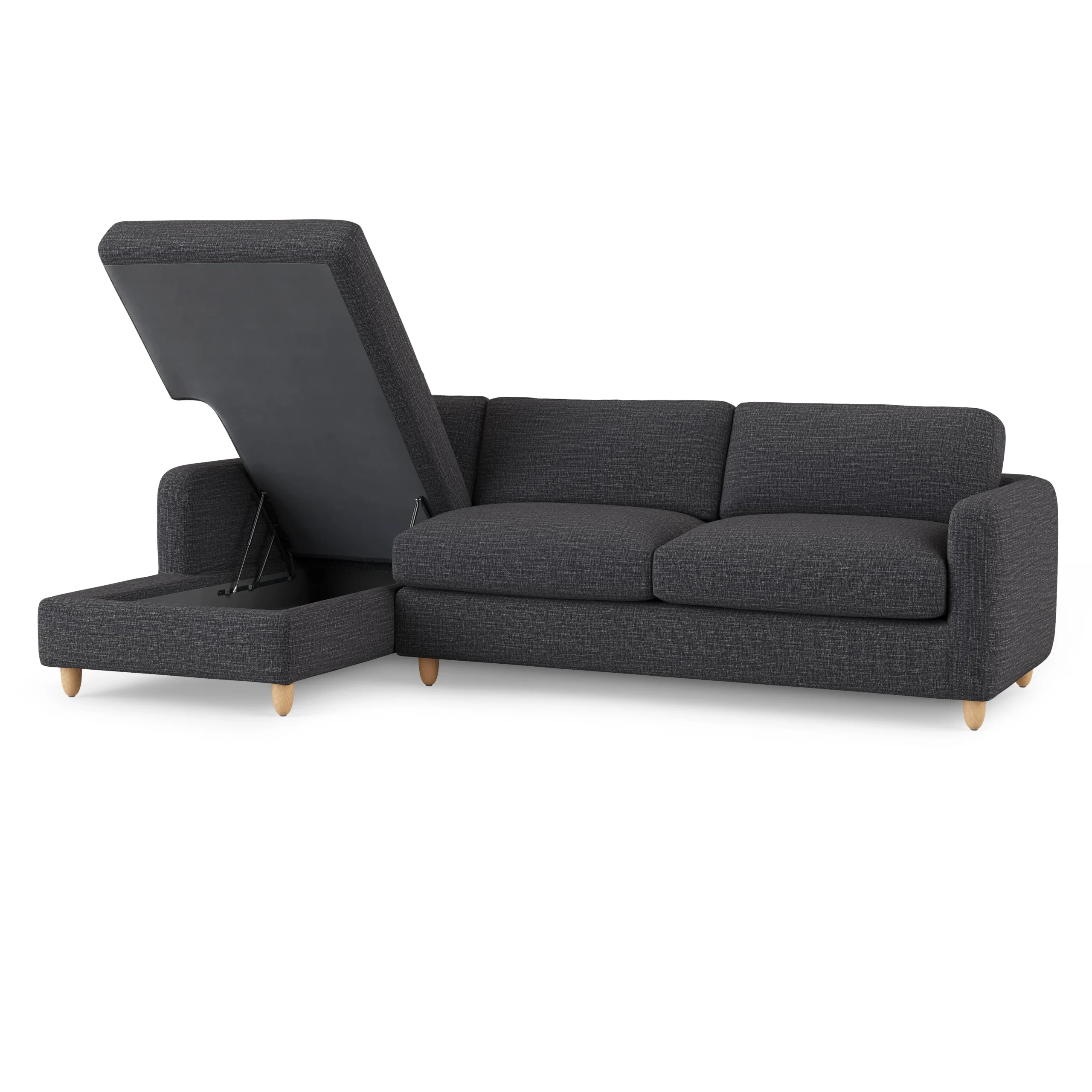 Vati 114_ Left Storage Sleeper Sectional - Natural Oak and Napa Charcoal - Image 2