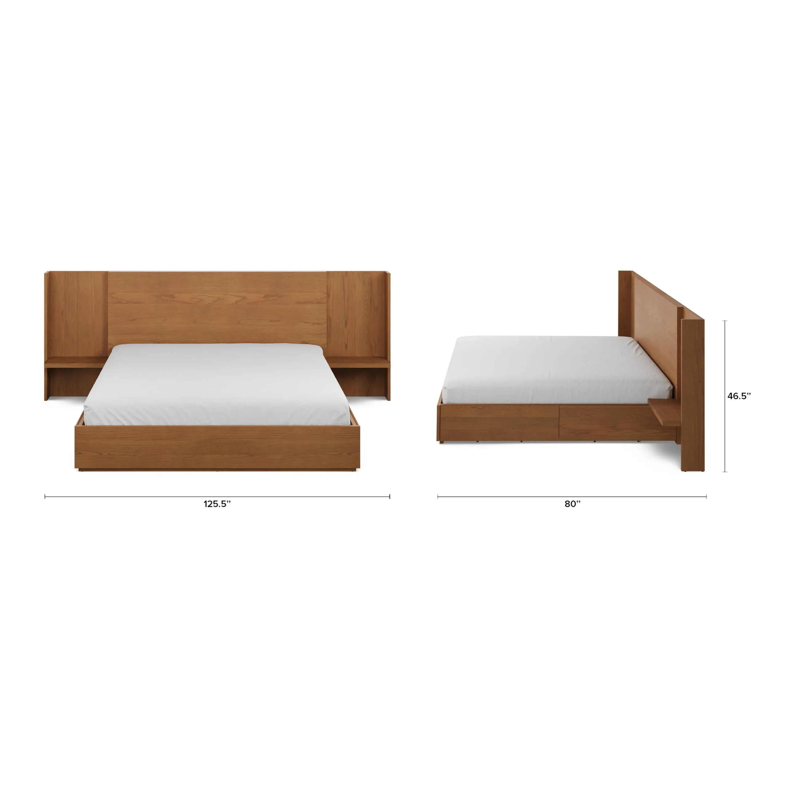 Leif King Storage Bed with Nightstands Set - Smoked Oak - Image 2