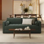 Sven 88_ Tufted Sofa Bed - Green Wool Bouclé