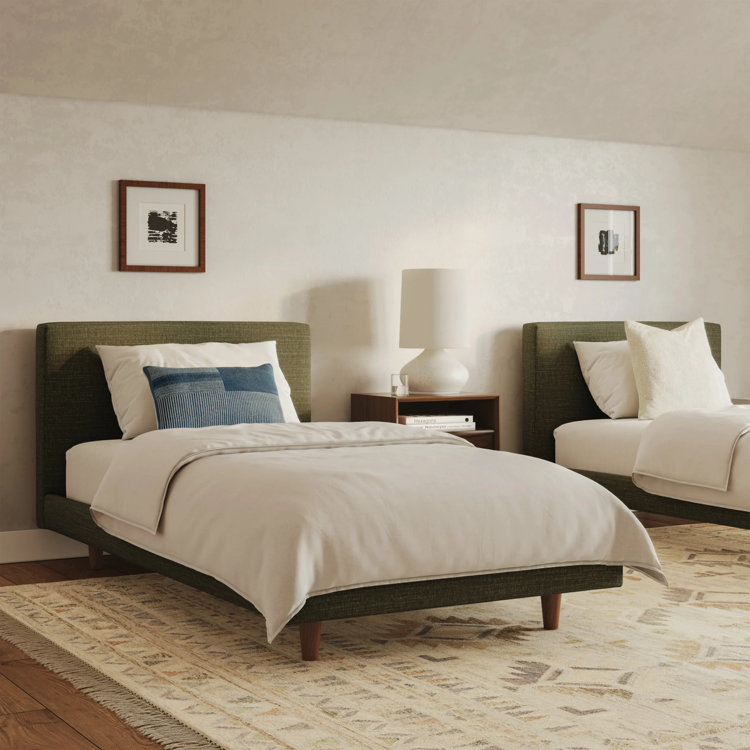 Tessu Twin Low Profile Upholstered Bed - Napa Moss