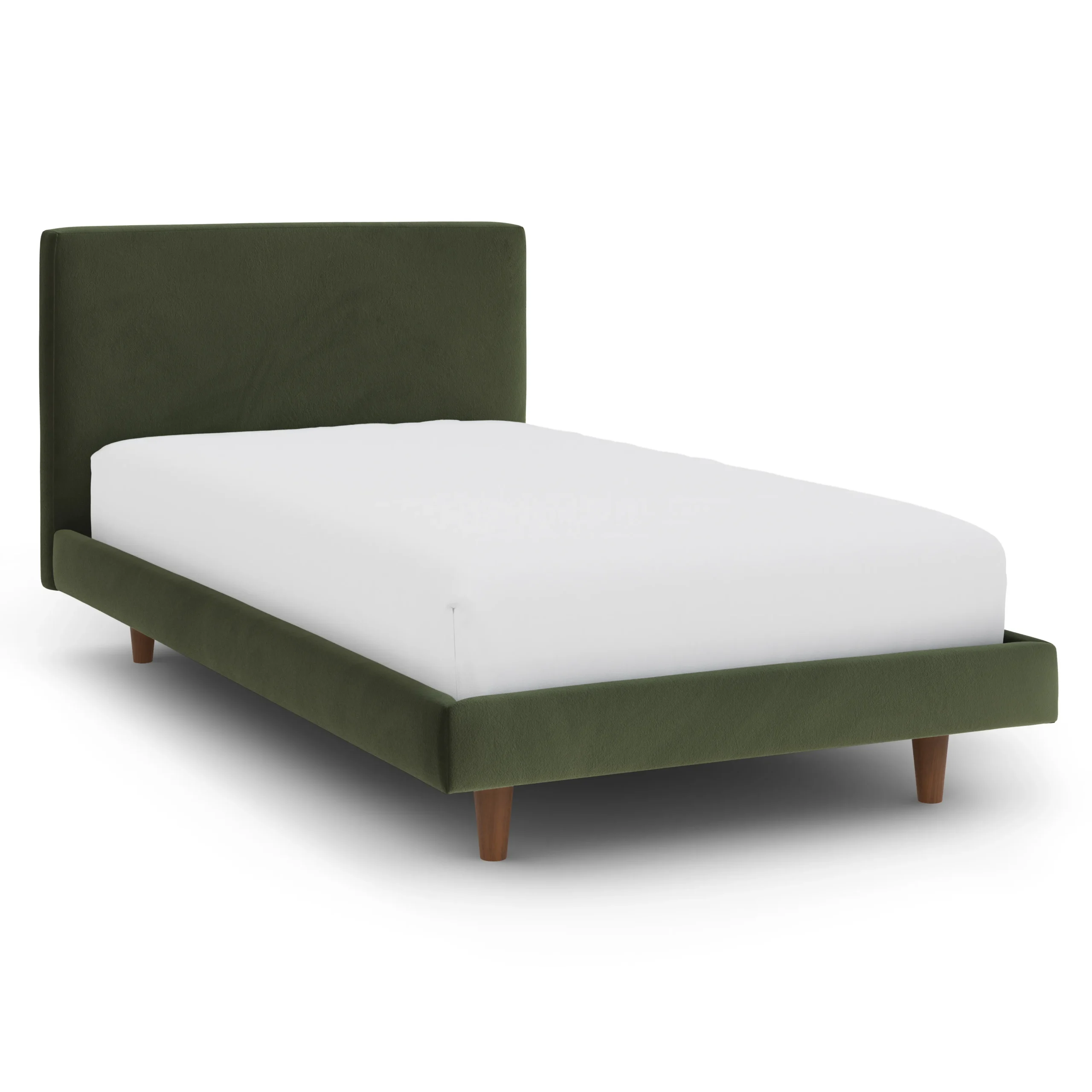 Tessu Twin Low Profile Velvet Bed - Hale Fir Green - Image 7