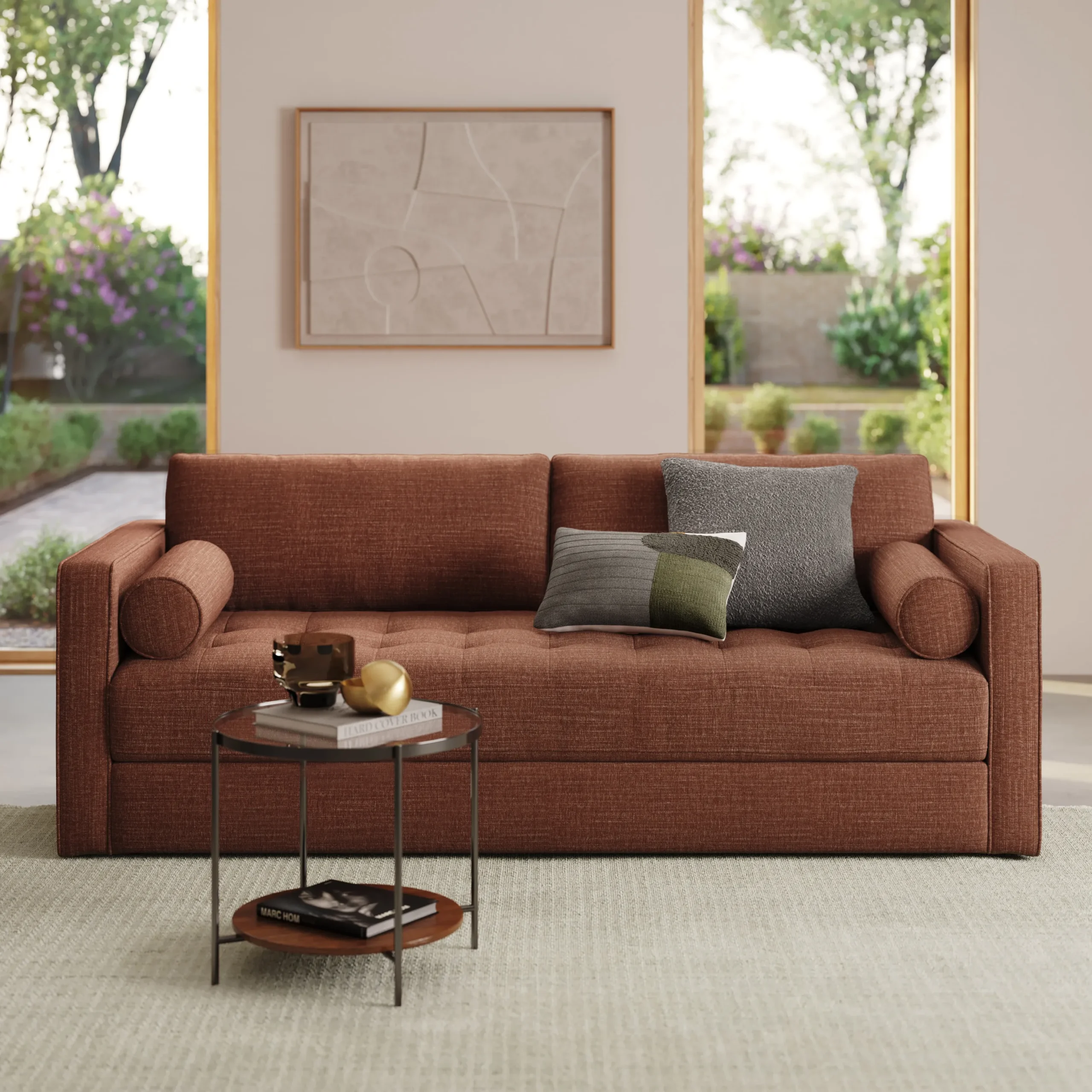 Sven 88_ Tufted Sofa Bed - Napa Rust