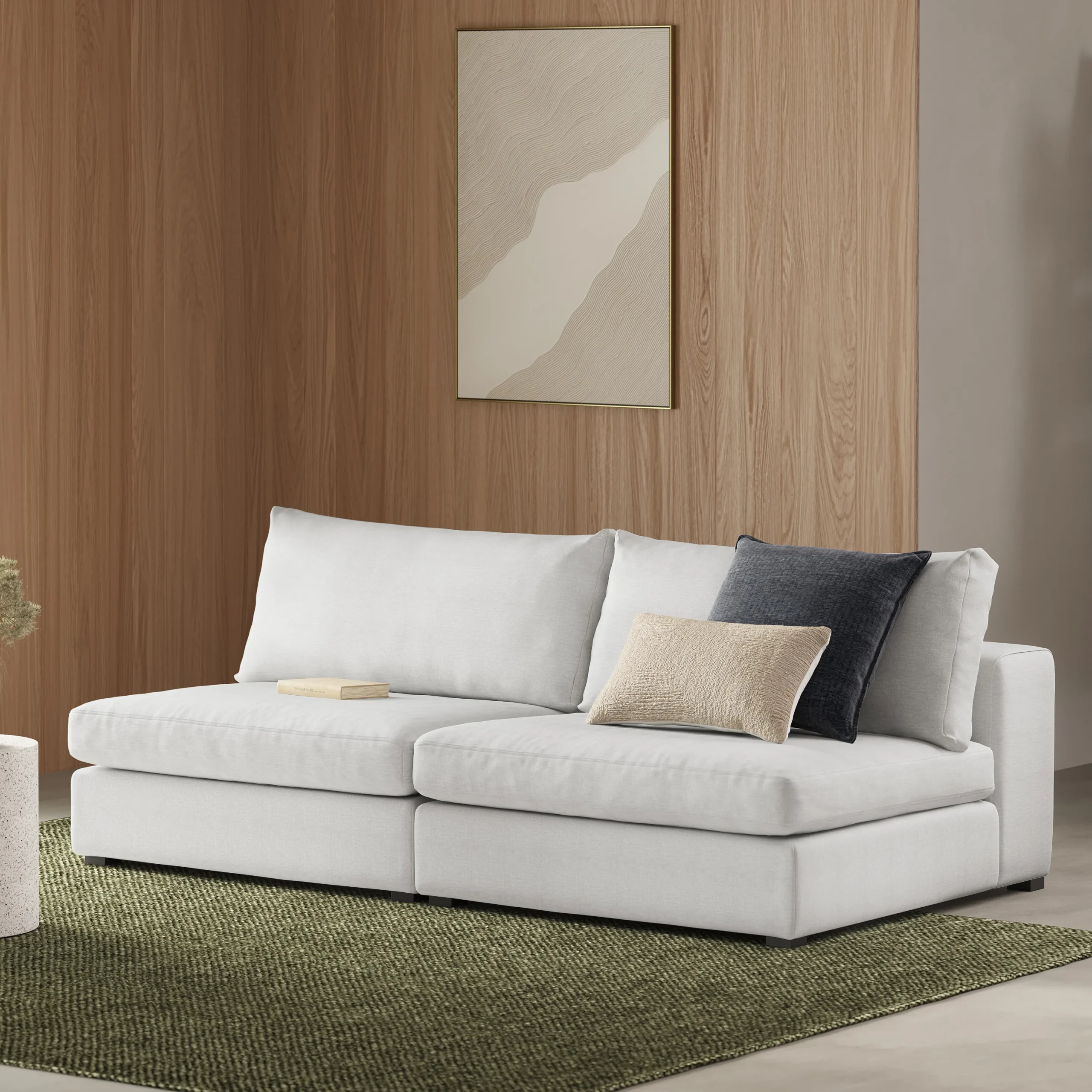Beta 79_ Armless Modular Sofa - Quartz White