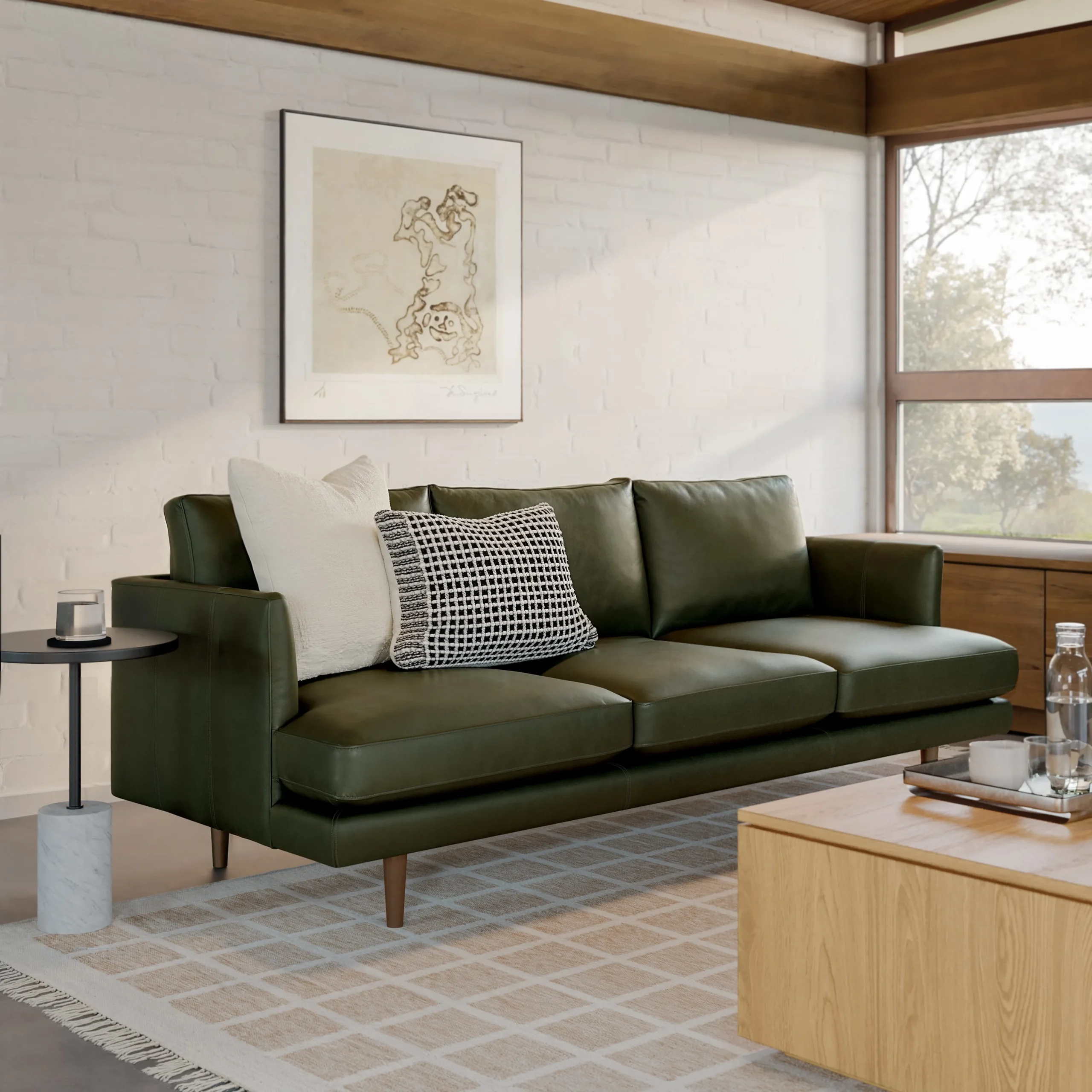 Burrard 83.5_ Leather Sofa - Charme Green