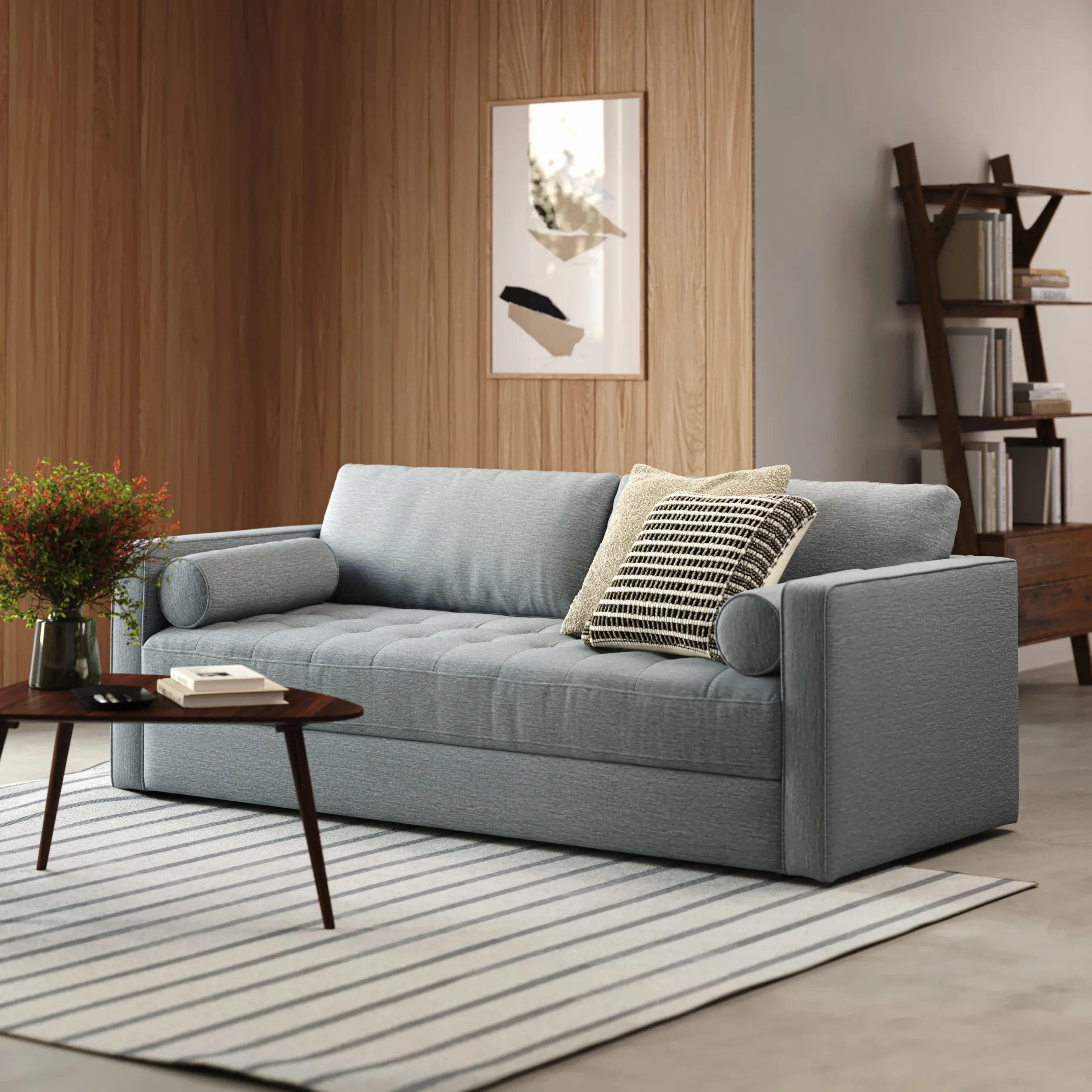 Sven 88_ Tufted Sofa Bed - Silver Light Blue