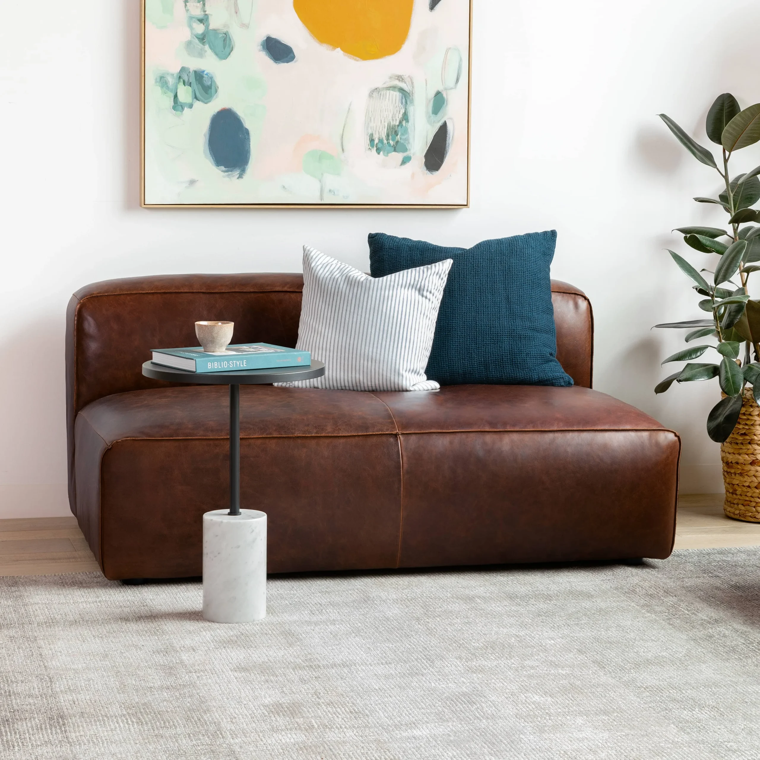 Cigar 56_ Leather Loveseat - Indiana Brown
