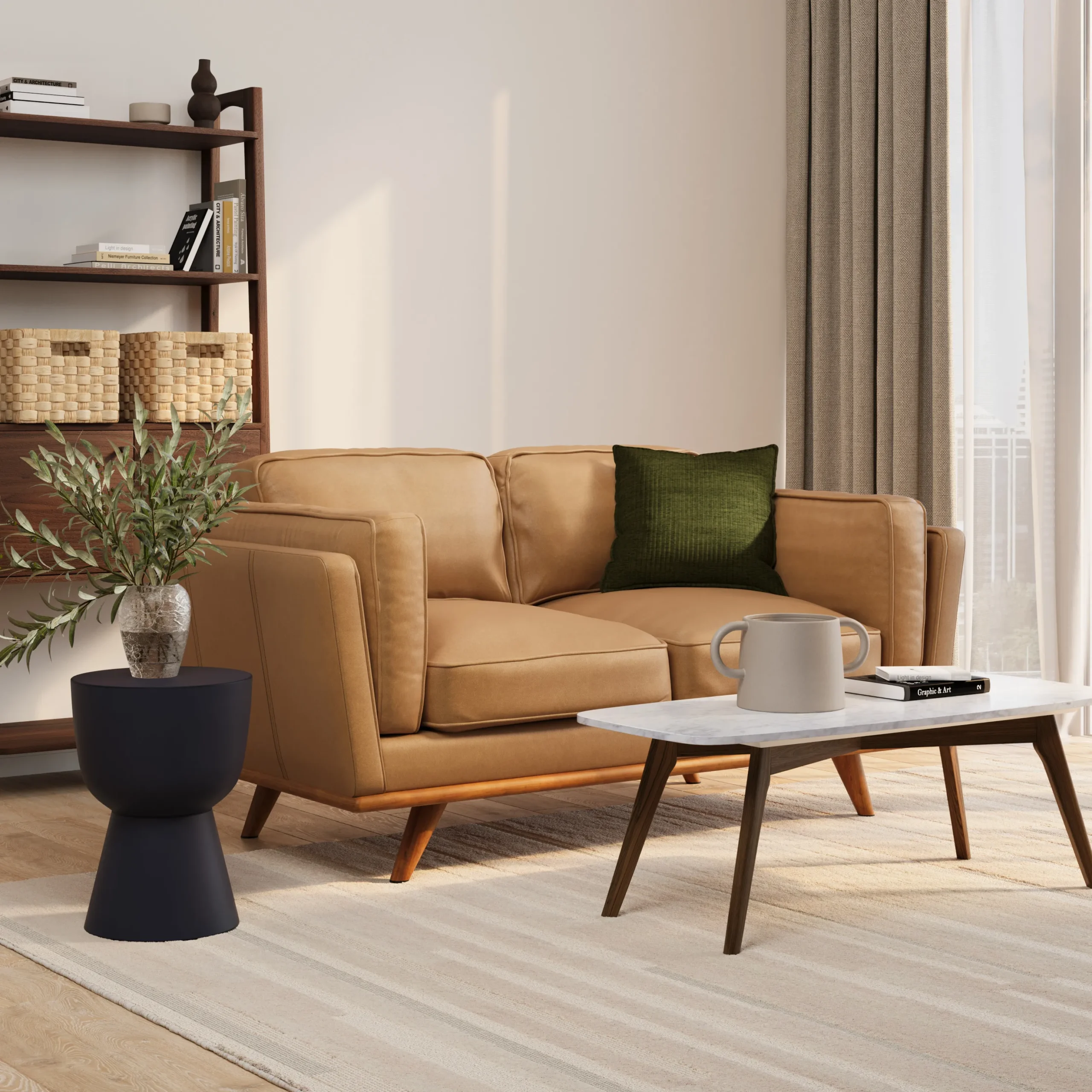 Timber 66.5_ Leather Loveseat - Charme Tan