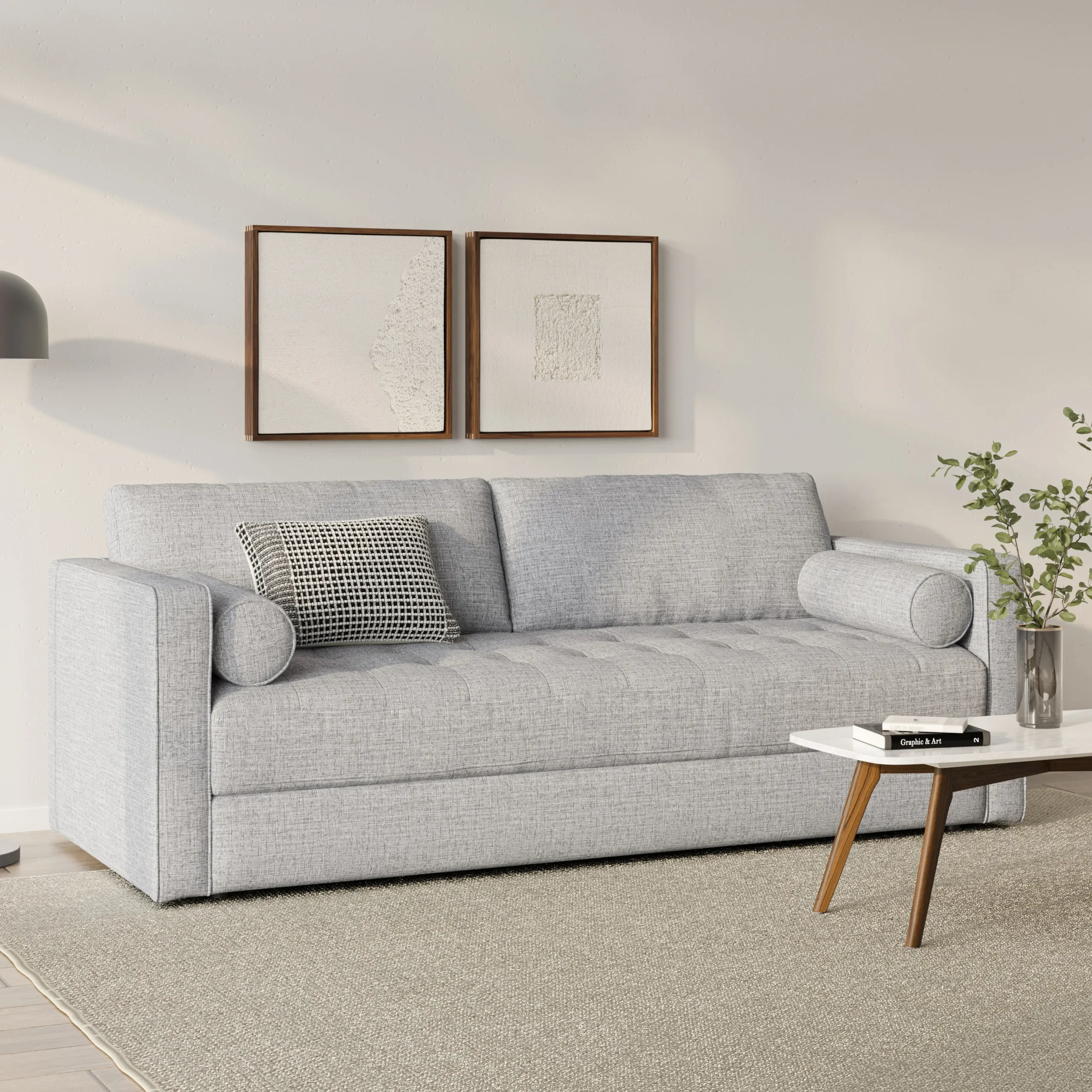 Sven 88_ Tufted Sofa Bed - Stone Gray