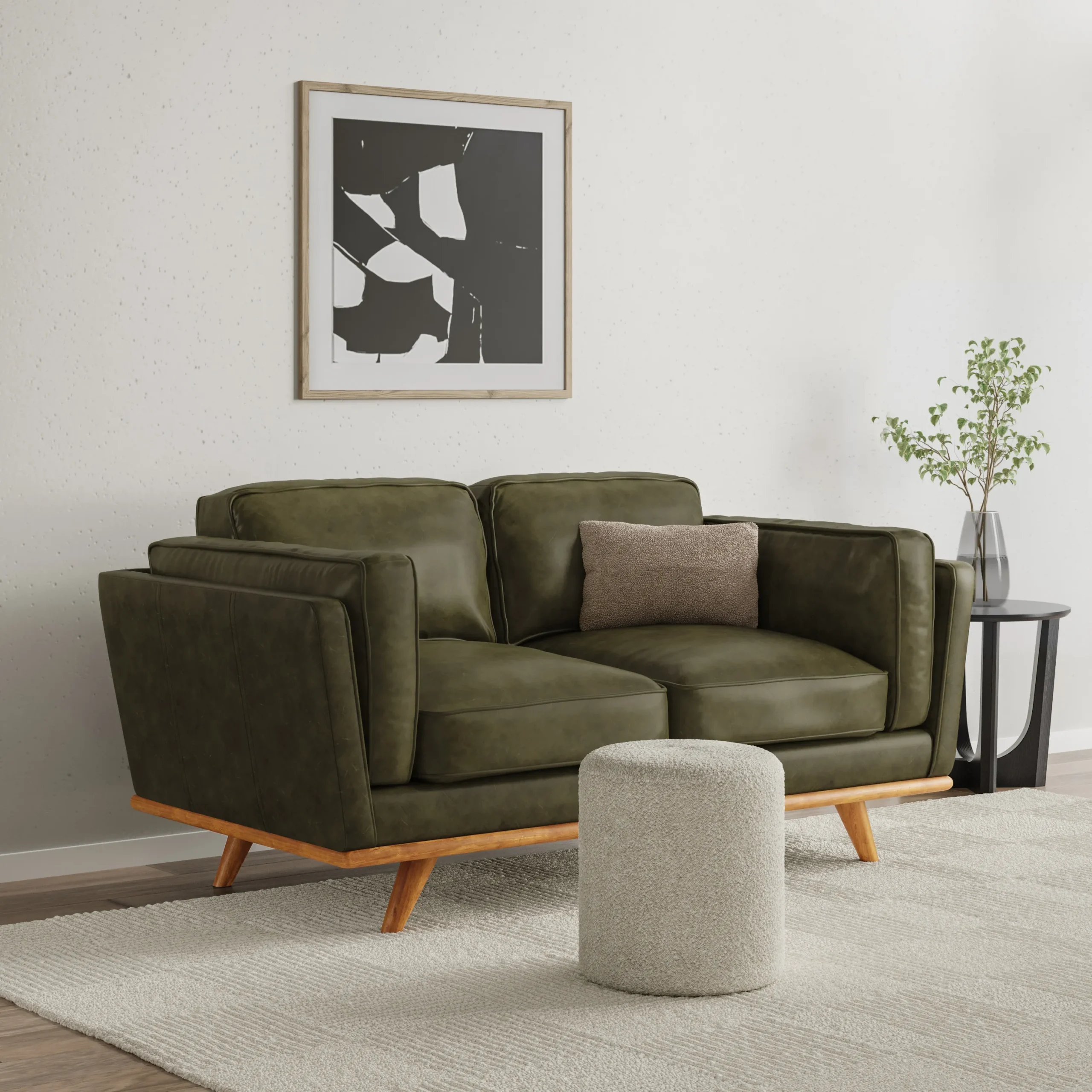 Timber 66.5_ Leather Loveseat - Charme Green