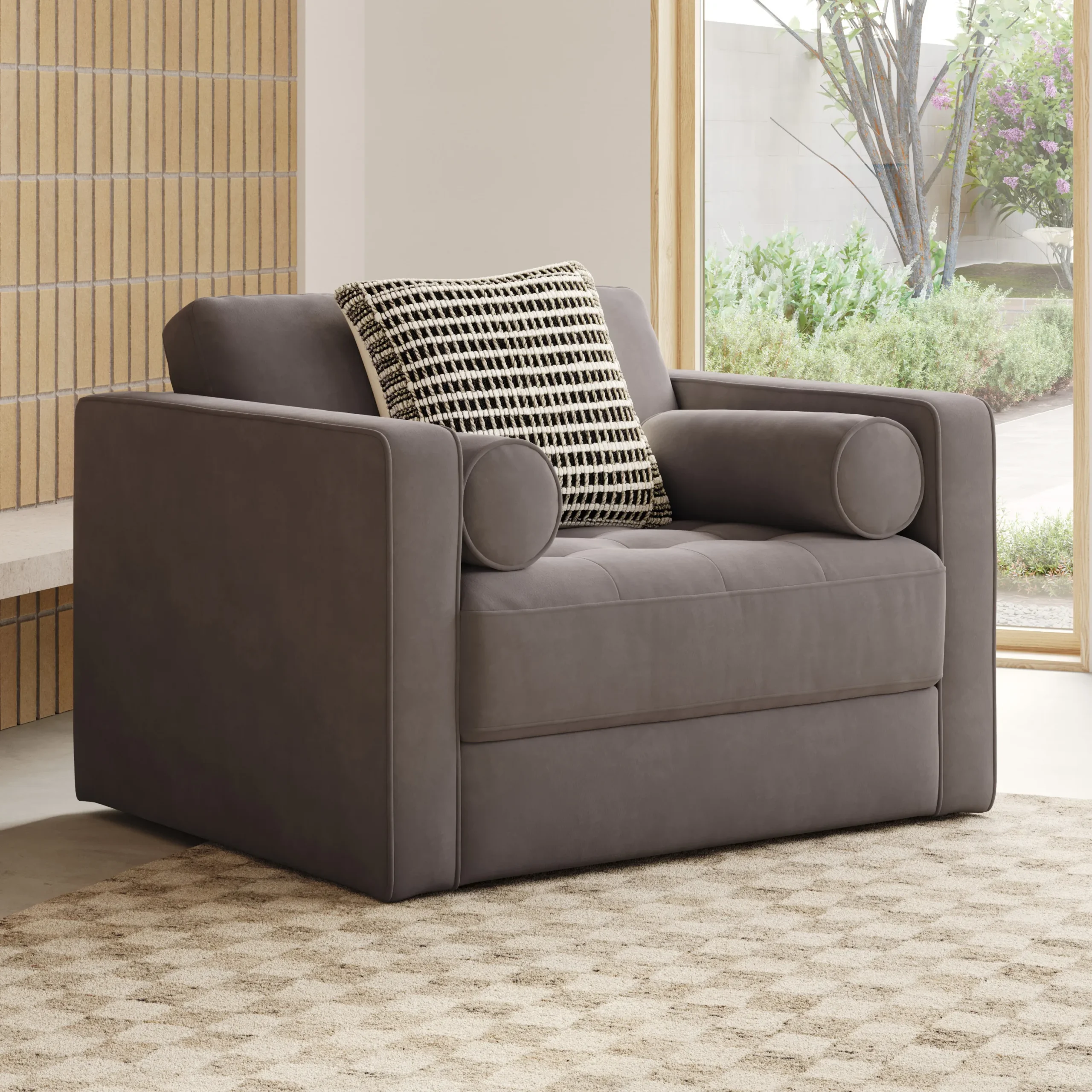 Sven 45.5_ Tufted Velvet Sleeper Chair - Hale Warm Gray