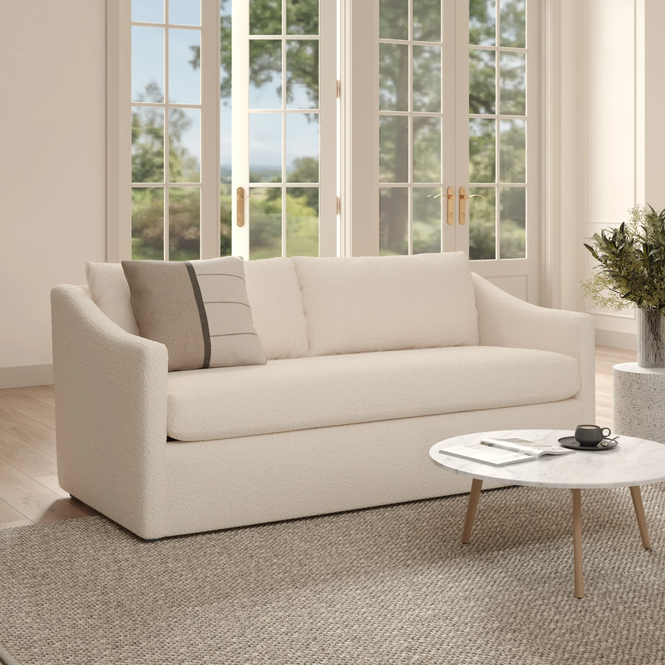 Landry 72_ Loveseat - Ivory Wool Bouclé