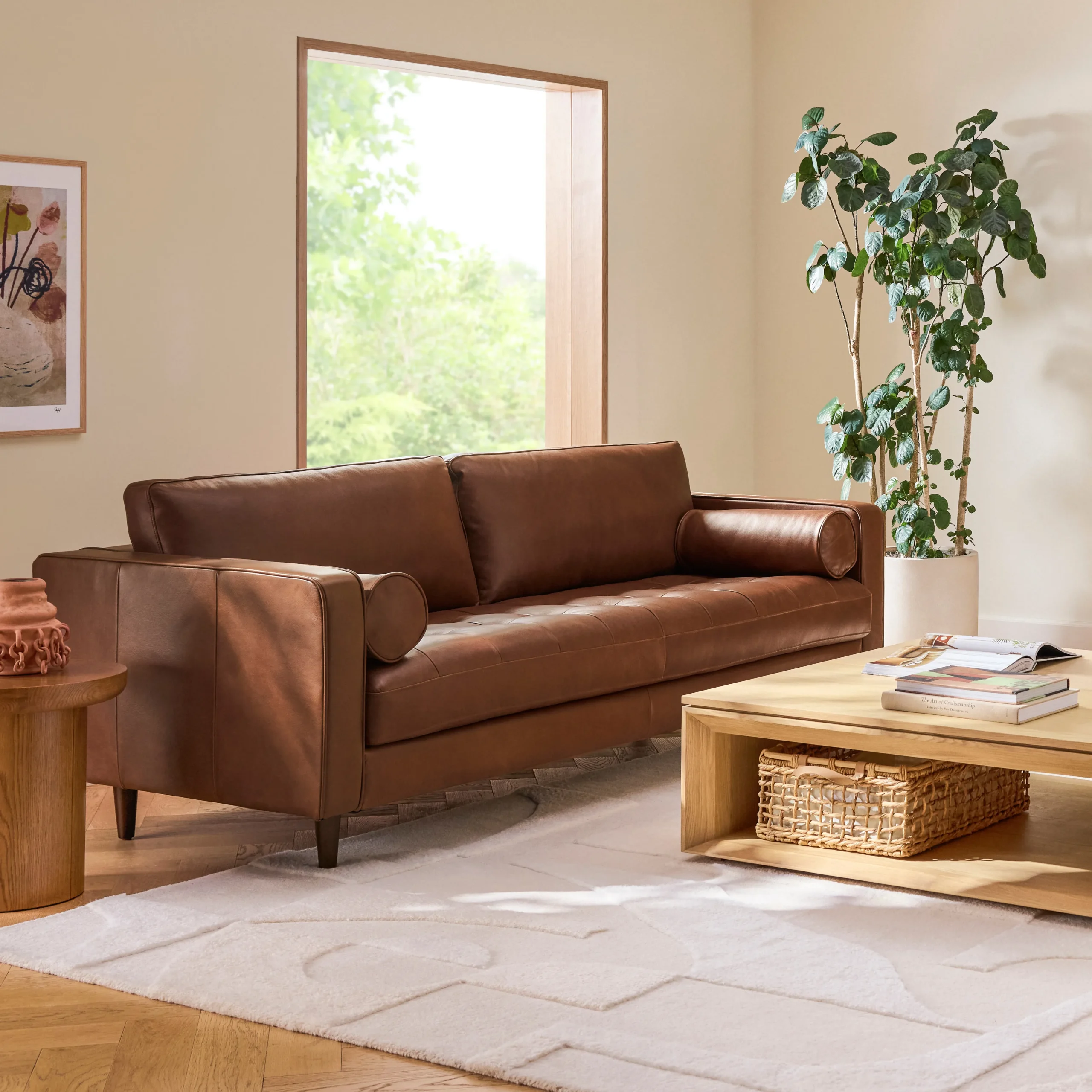 Sven 88_ Tufted Leather Sofa - Taos Brown - Image 13