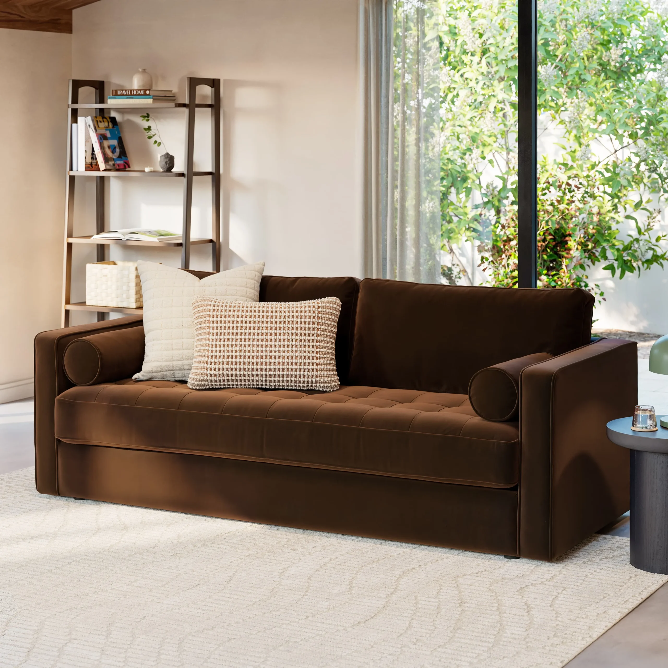 Sven 88_ Grounded Tufted Velvet Sofa - Plush Pacific Brown - Image 10