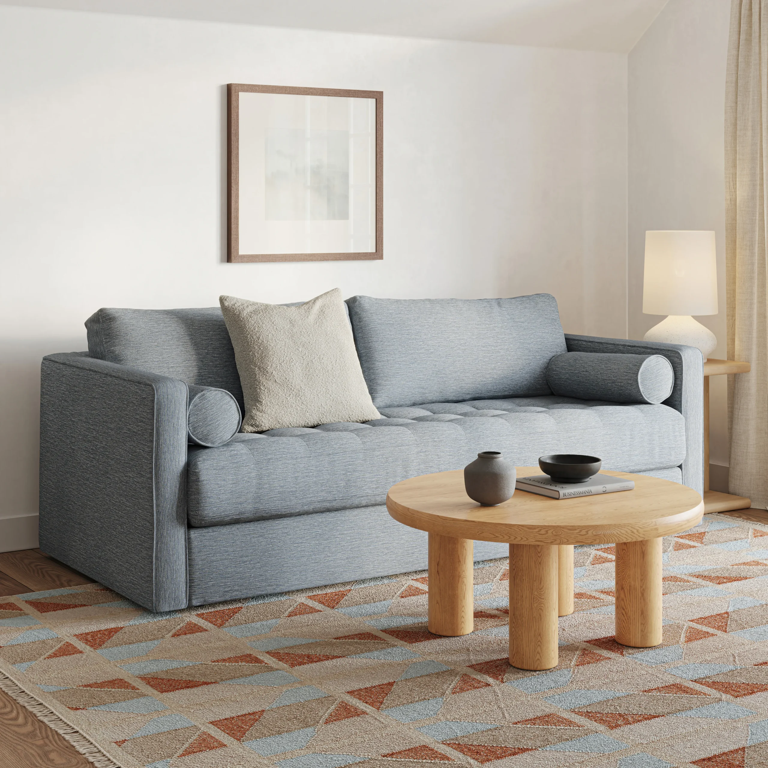 Sven 88_ Grounded Tufted Sofa - Silver Light Blue