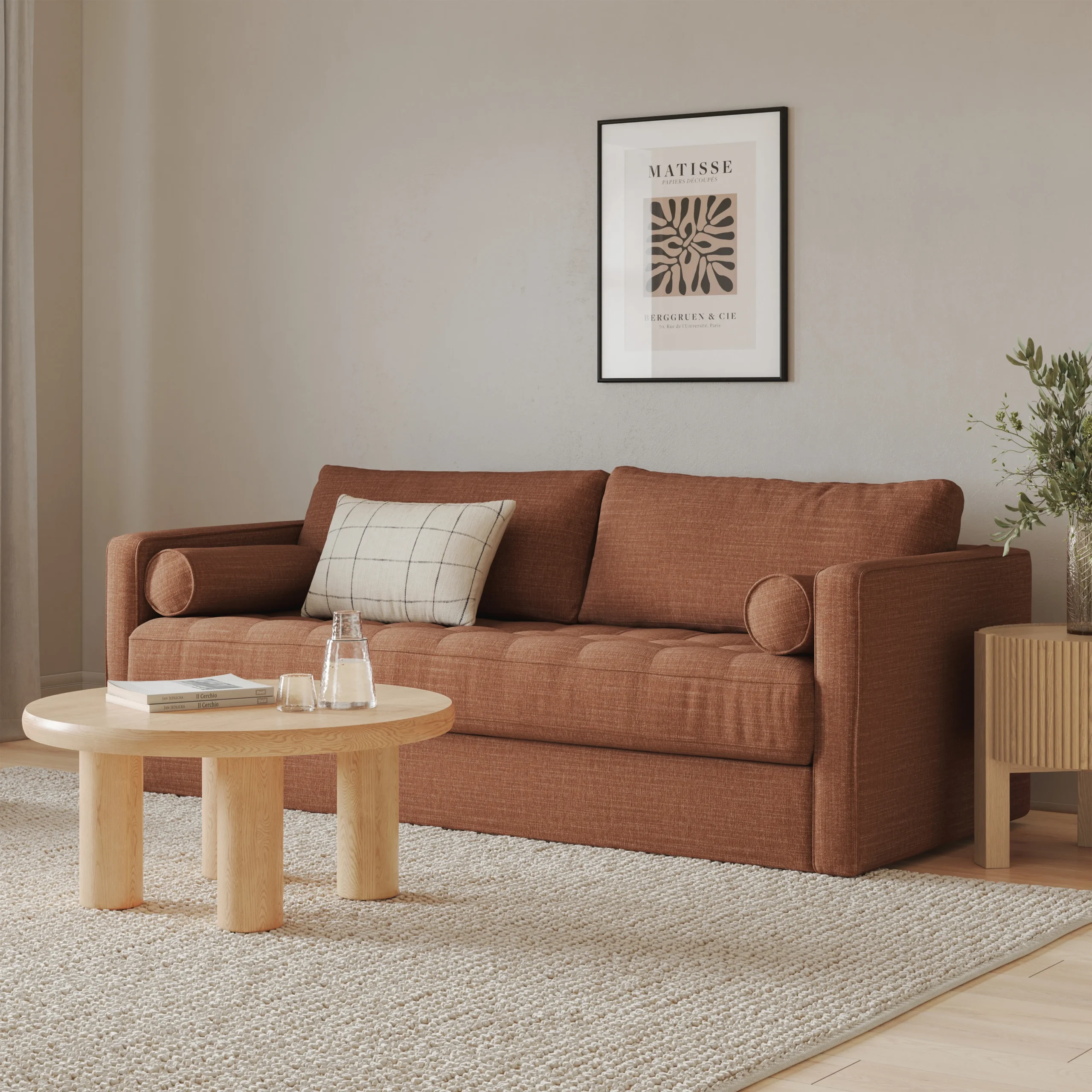Sven 88_ Grounded Tufted Sofa - Napa Rust