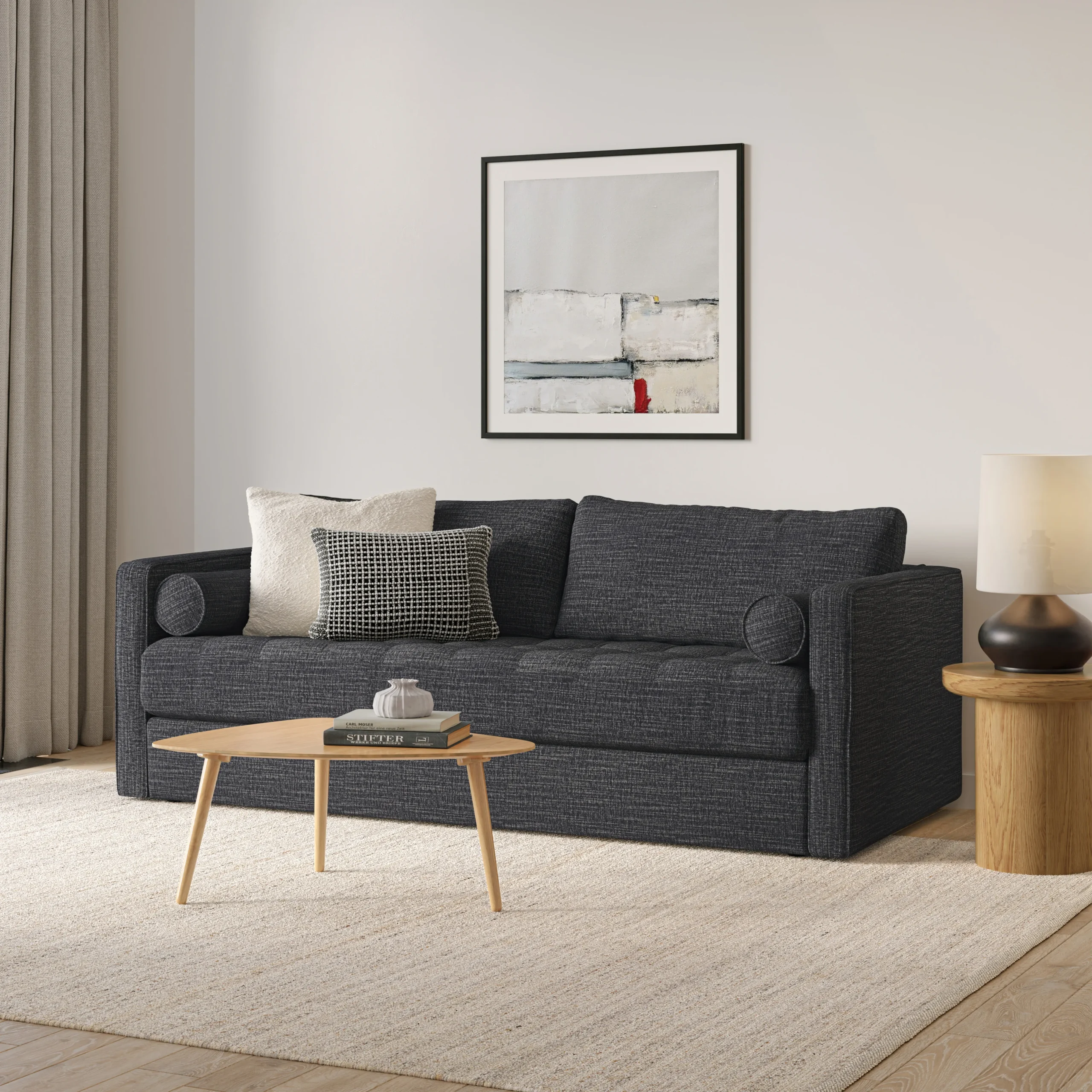 Sven 88_ Grounded Tufted Sofa - Napa Charcoal