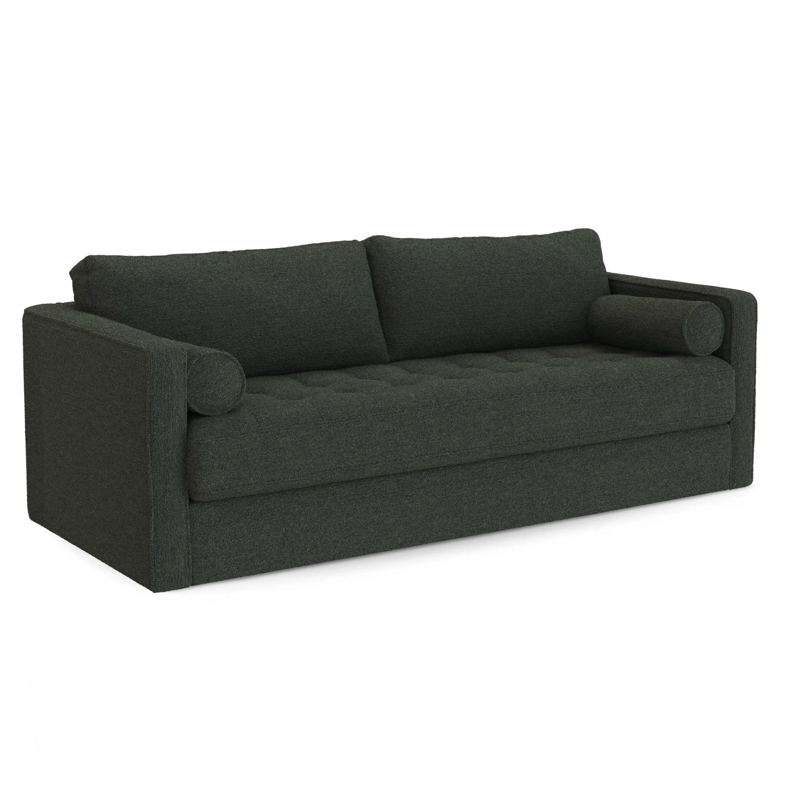 Sven 88_ Grounded Tufted Sofa - Green Wool Bouclé