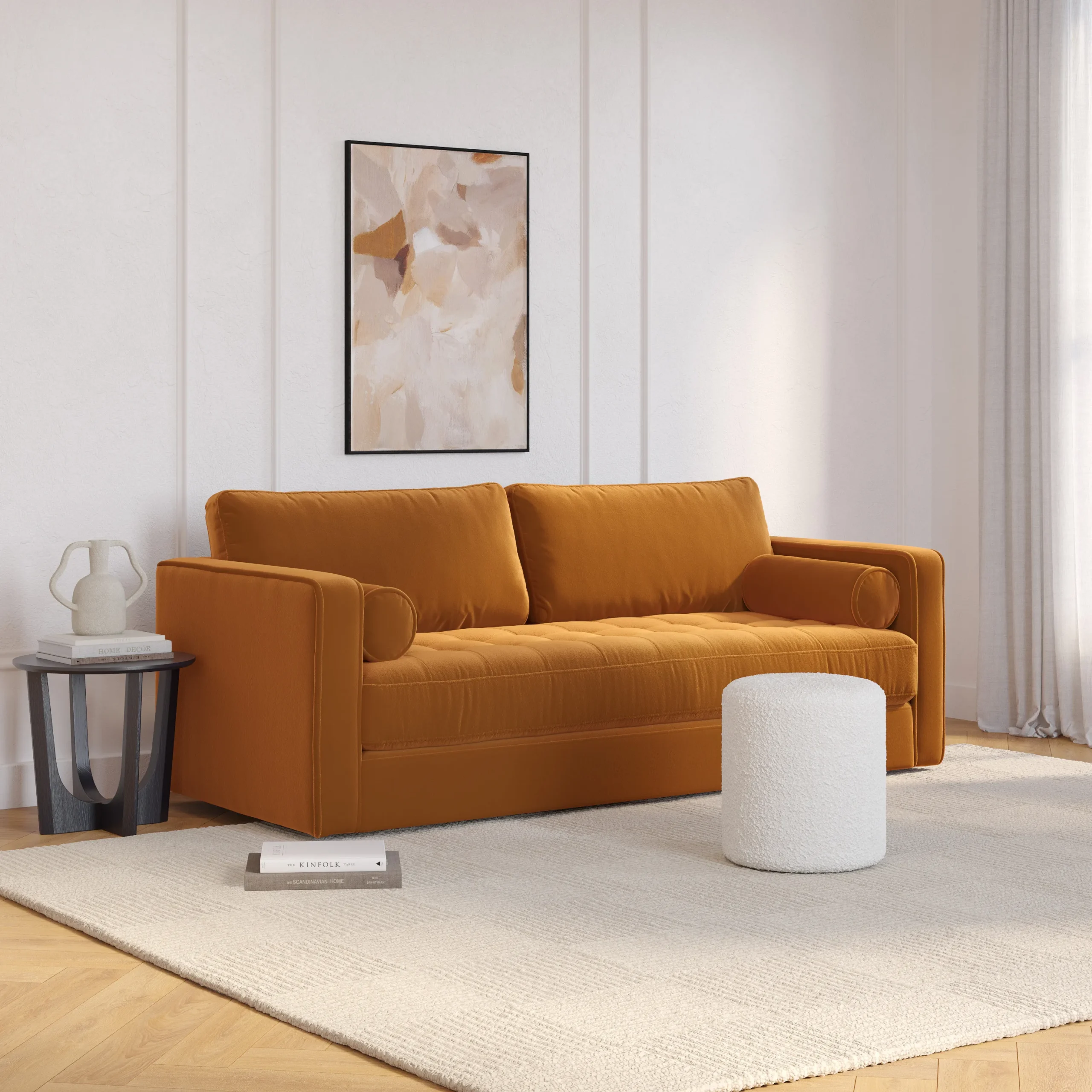 Sven 88_ Tufted Velvet Sofa Bed - Plush Pacific Ginger