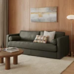 Sven 88_ Grounded Tufted Leather Sofa - Charme Green