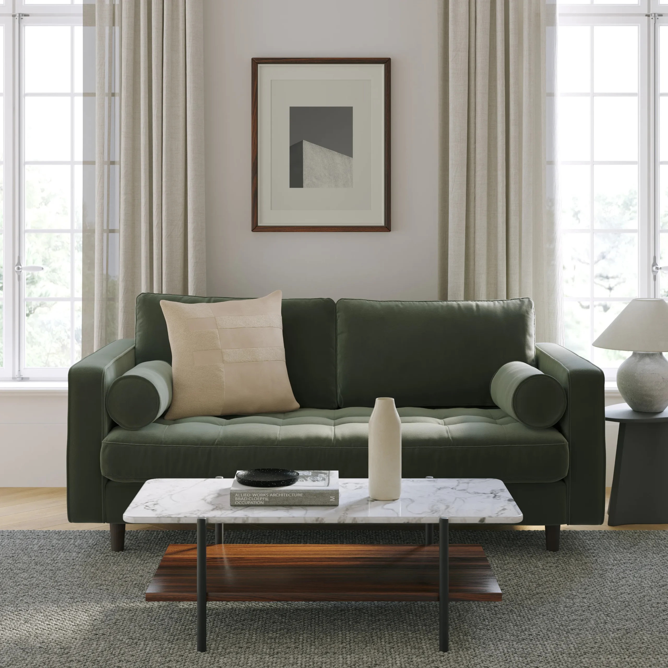 Sven 72_ Tufted Velvet Loveseat - Plush Pacific Green