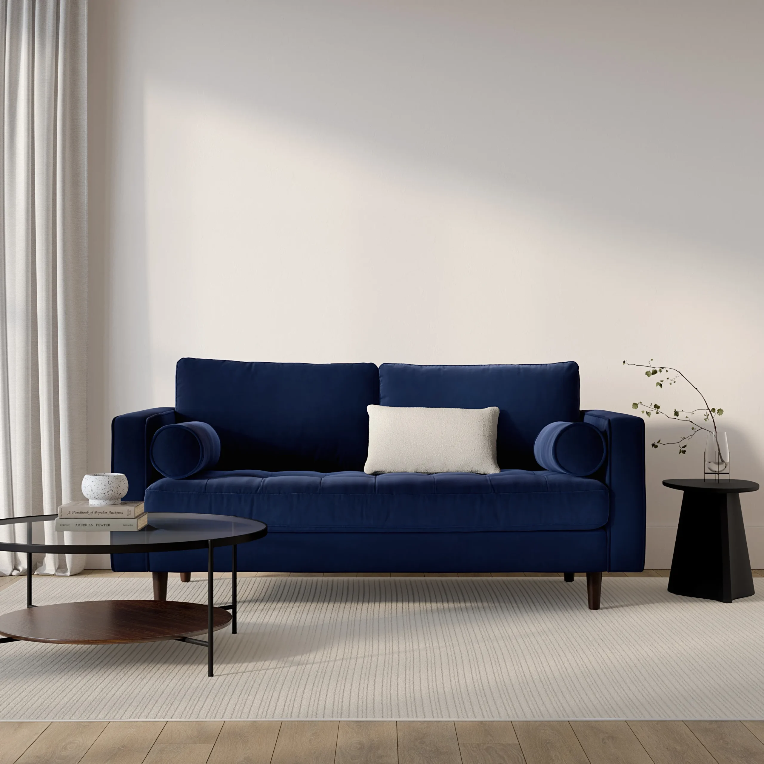 Sven 72_ Tufted Velvet Loveseat - Plush Cascadia Blue