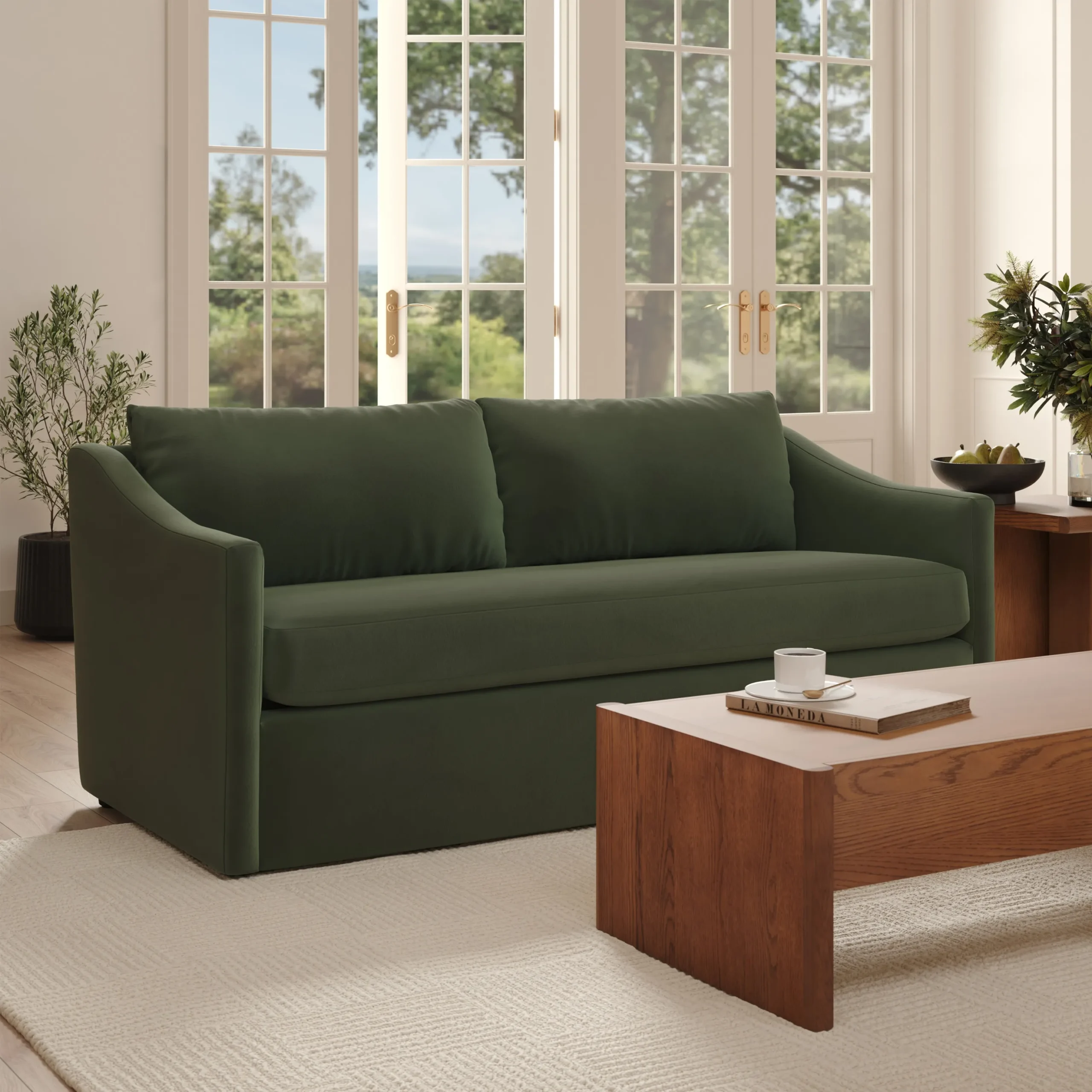 Landry 72_ Velvet Loveseat - Hale Fir Green