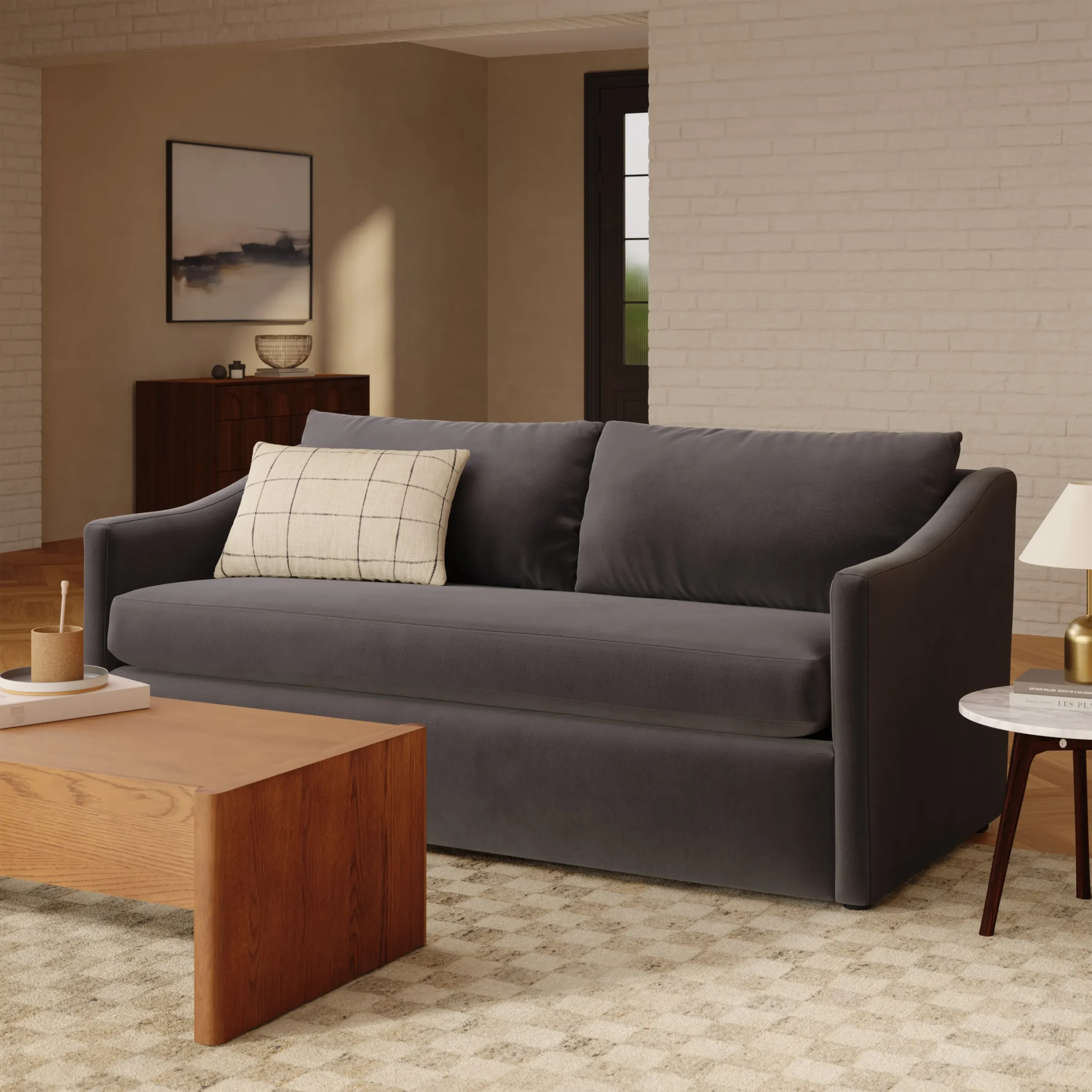 Landry 72_ Velvet Loveseat - Hale Warm Gray