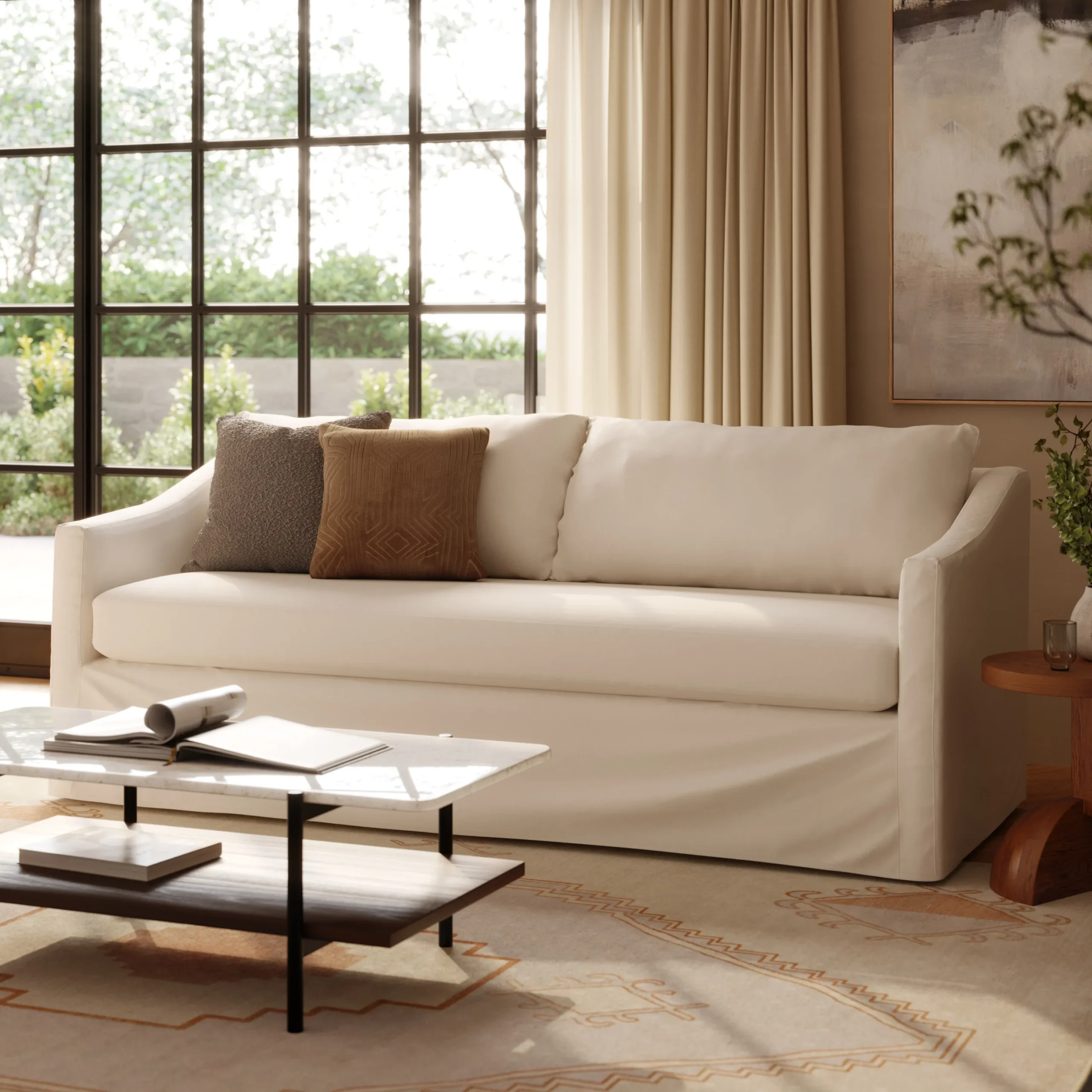 Landry 84.5_ Slipcover Sofa - Fine White