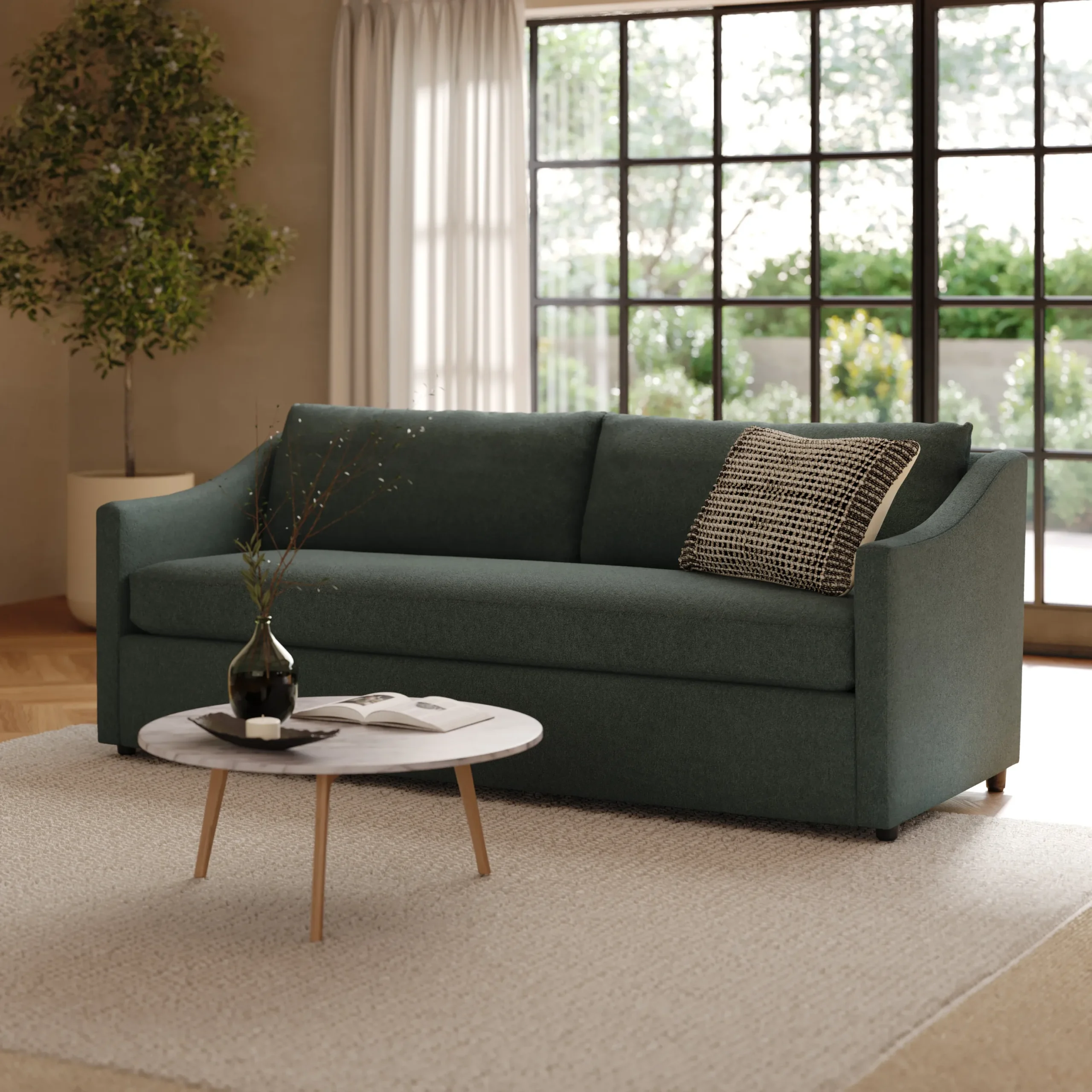Landry 84.5_ Sofa - Green Wool Bouclé